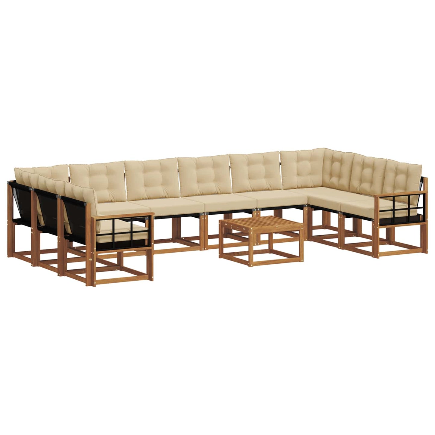 Outdoor-Sofagarnitur 11 stk. Natur und Beige