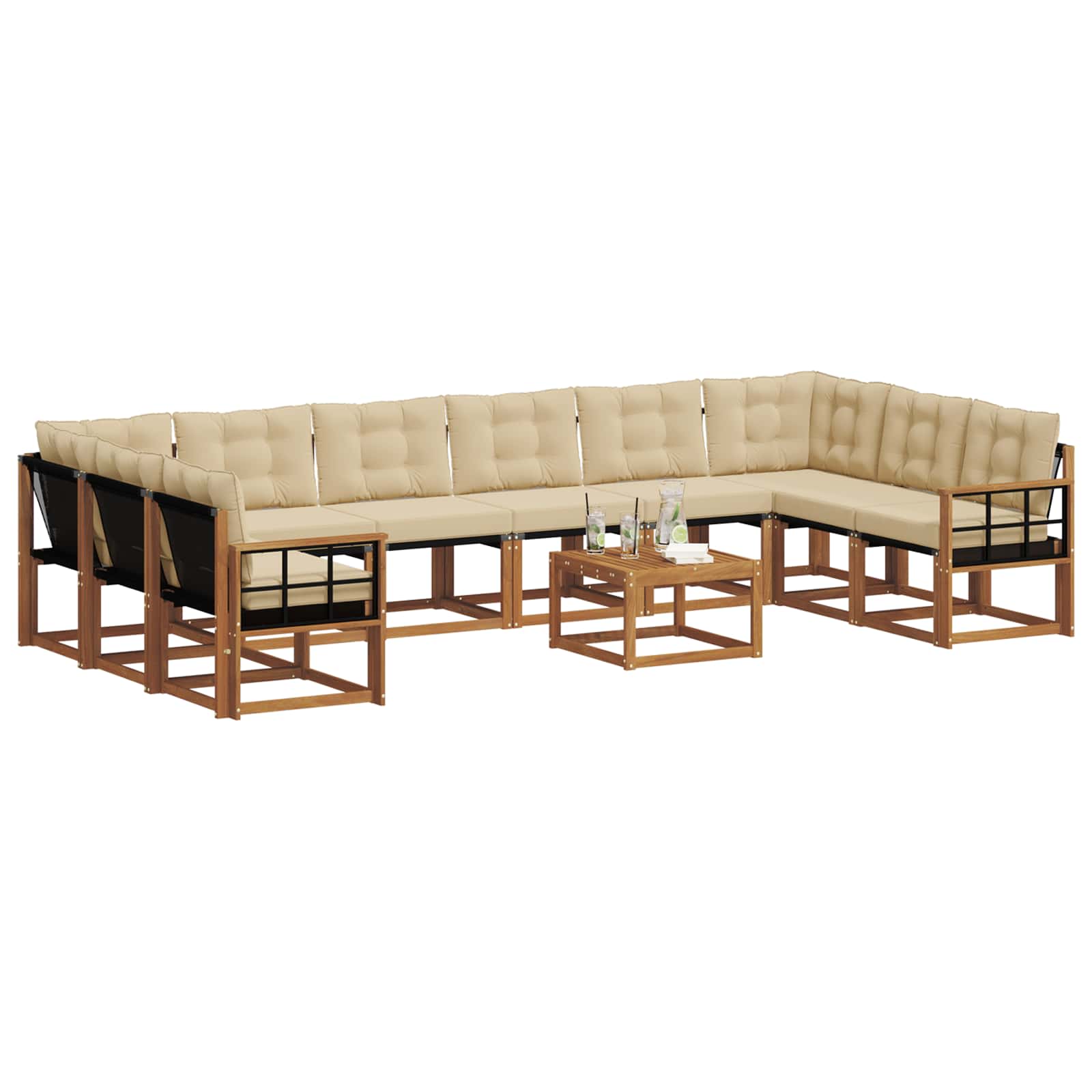 Outdoor-Sofagarnitur 11 stk. Natur und Beige