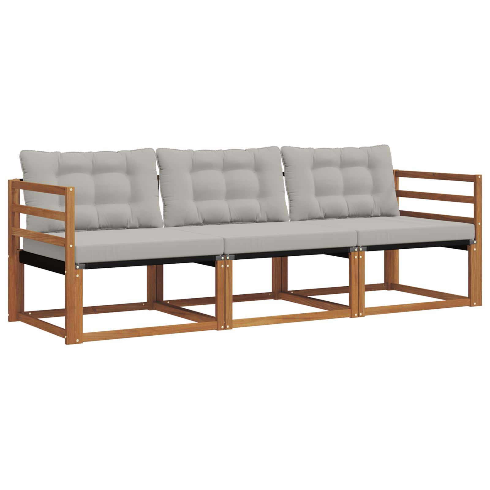 Outdoor-Sofagarnitur mit Kissen 3 pcs Natürlich und Hellgrau