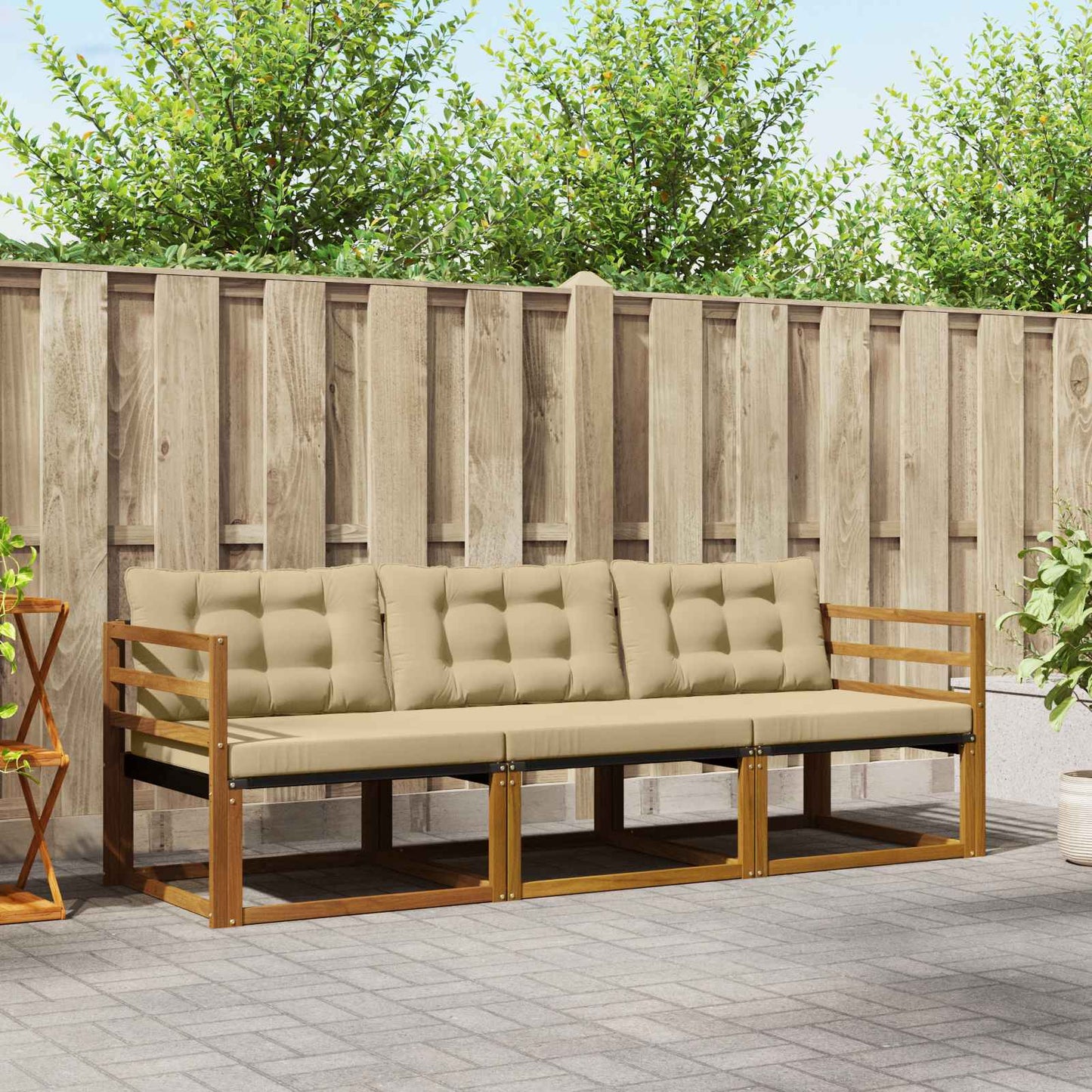Outdoor-Sofagarnitur 3 stk. Natur und Beige