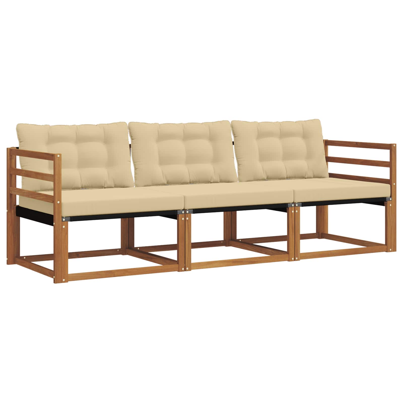 Outdoor-Sofagarnitur 3 stk. Natur und Beige