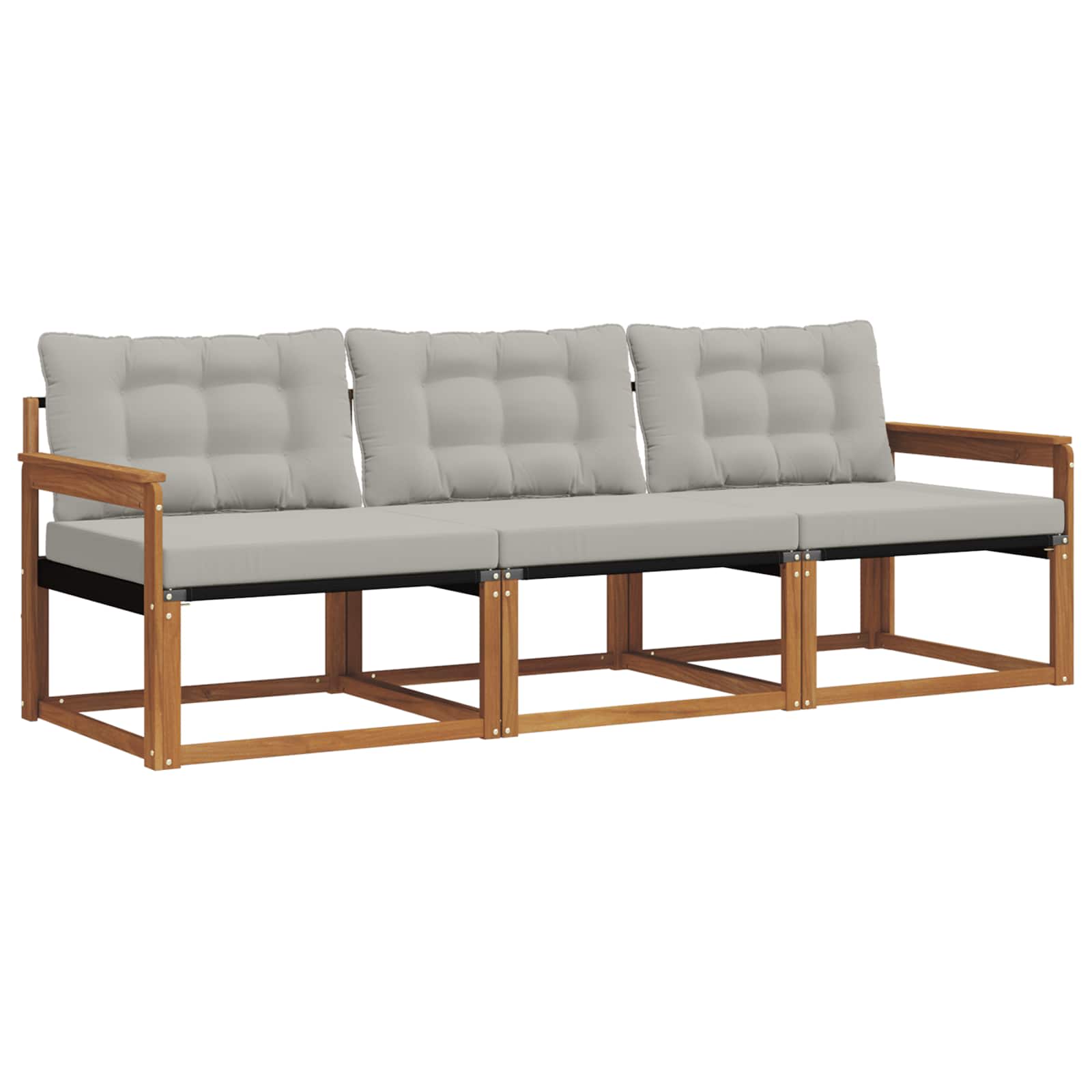 Outdoor-Sofagarnitur mit Kissen 3 pcs Natürlich und Hellgrau