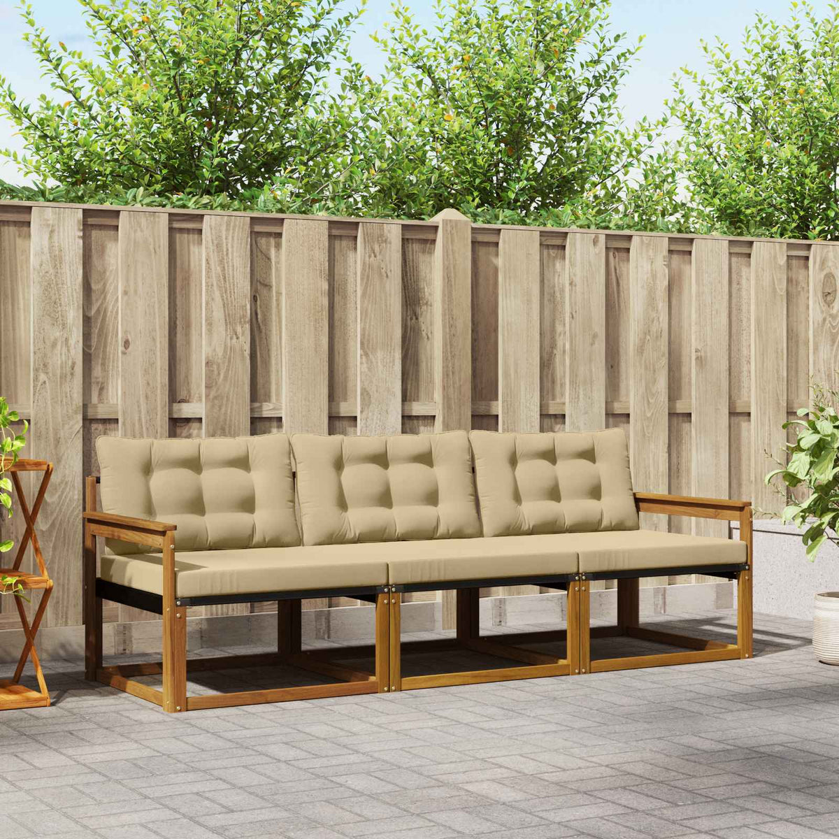 Outdoor-Sofagarnitur 3 stk. Natur und Beige