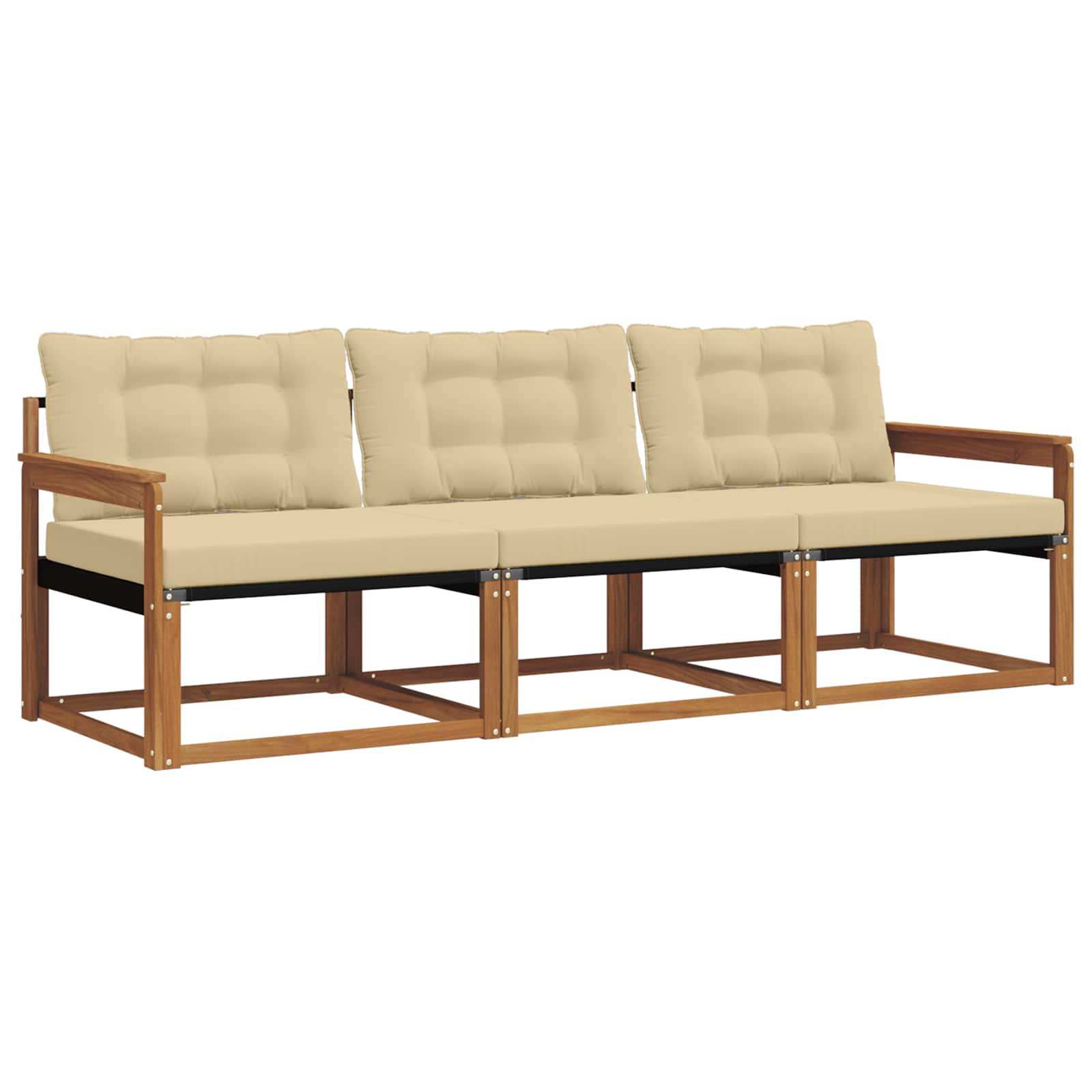 Outdoor-Sofagarnitur mit Kissen 3 pcs Natur und Beige