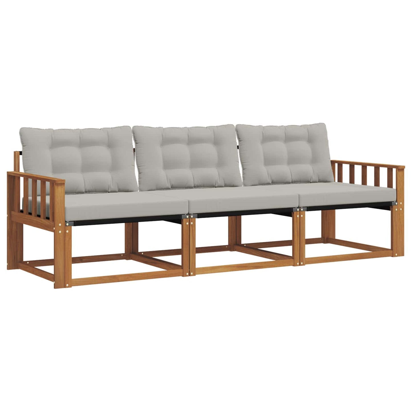 Outdoor-Sofagarnitur mit Kissen 3 pcs Natürlich und Hellgrau