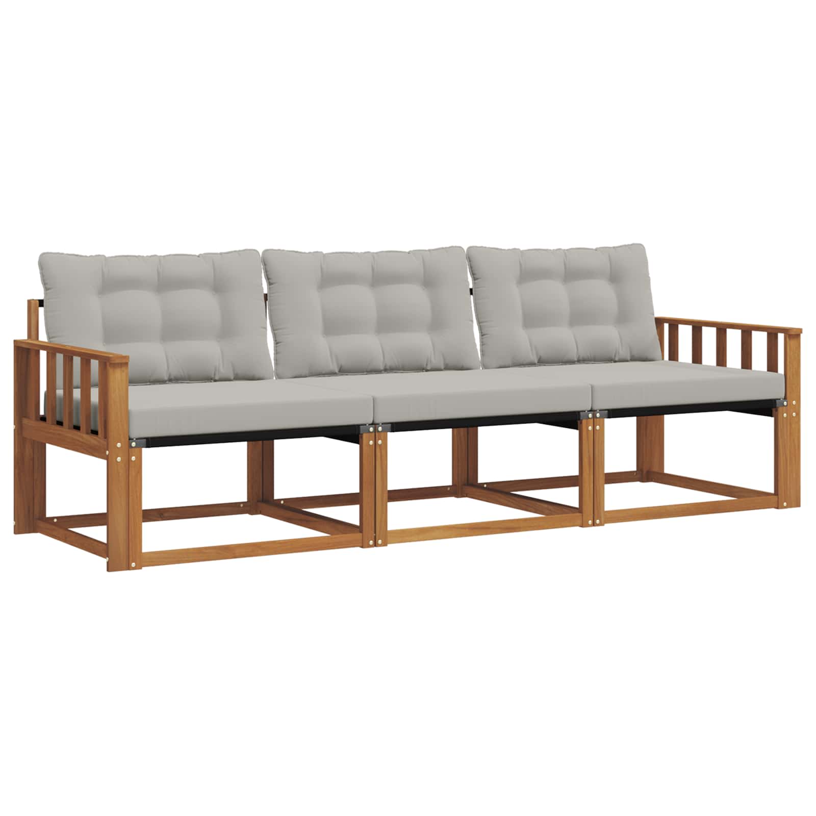 Outdoor-Sofagarnitur mit Kissen 3 pcs Natürlich und Hellgrau