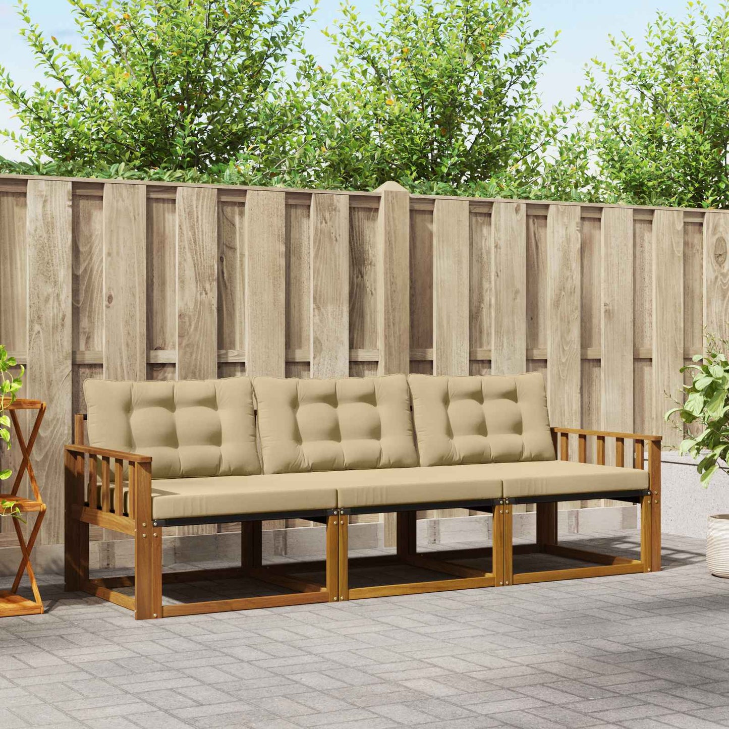 Outdoor-Sofagarnitur 3 stk. Natur und Beige