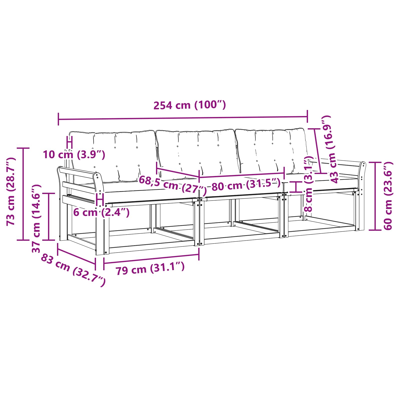 Outdoor-Sofagarnitur 3 stk. Natur und Creme