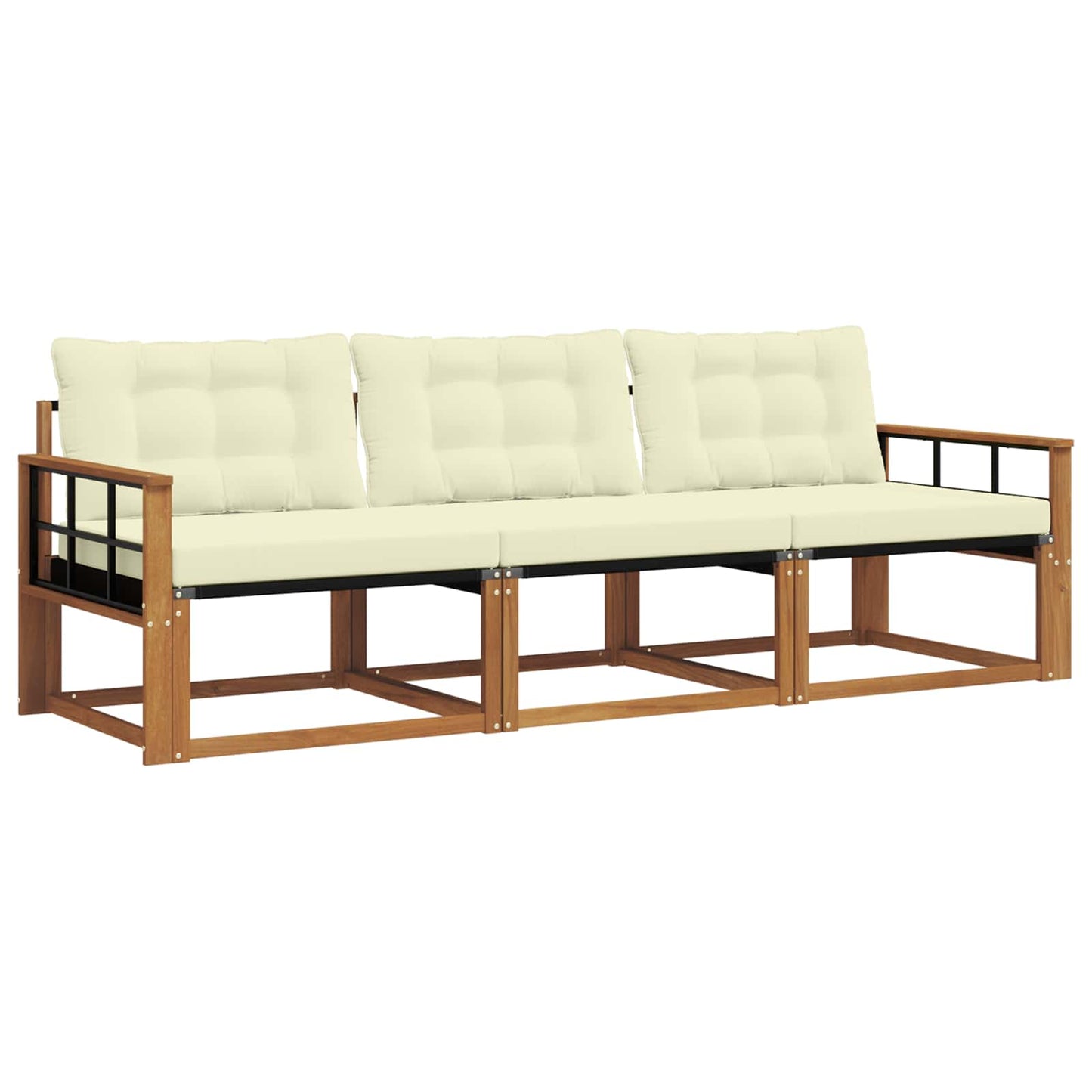Outdoor-Sofagarnitur 3 stk. Natur und Creme