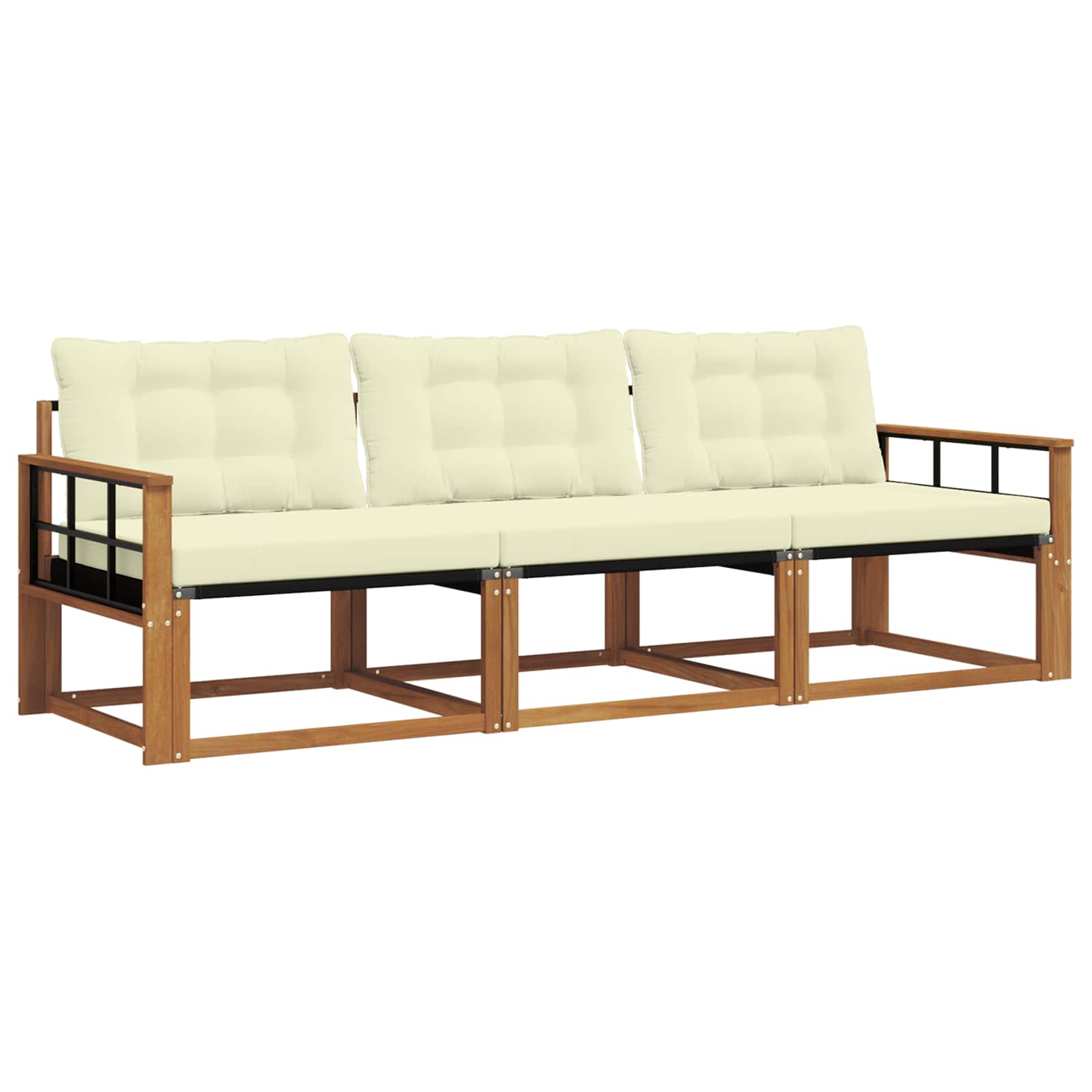 Outdoor-Sofagarnitur 3 stk. Natur und Creme