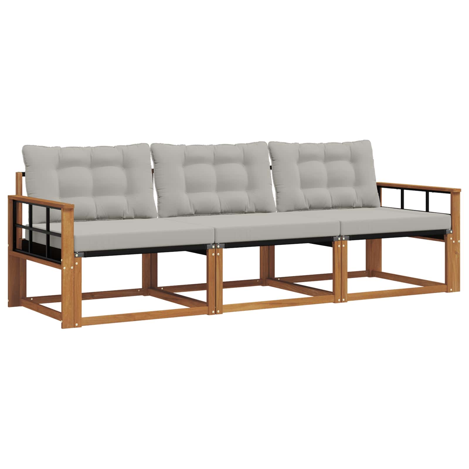 Outdoor-Sofagarnitur mit Kissen 3 pcs Natürlich und Hellgrau