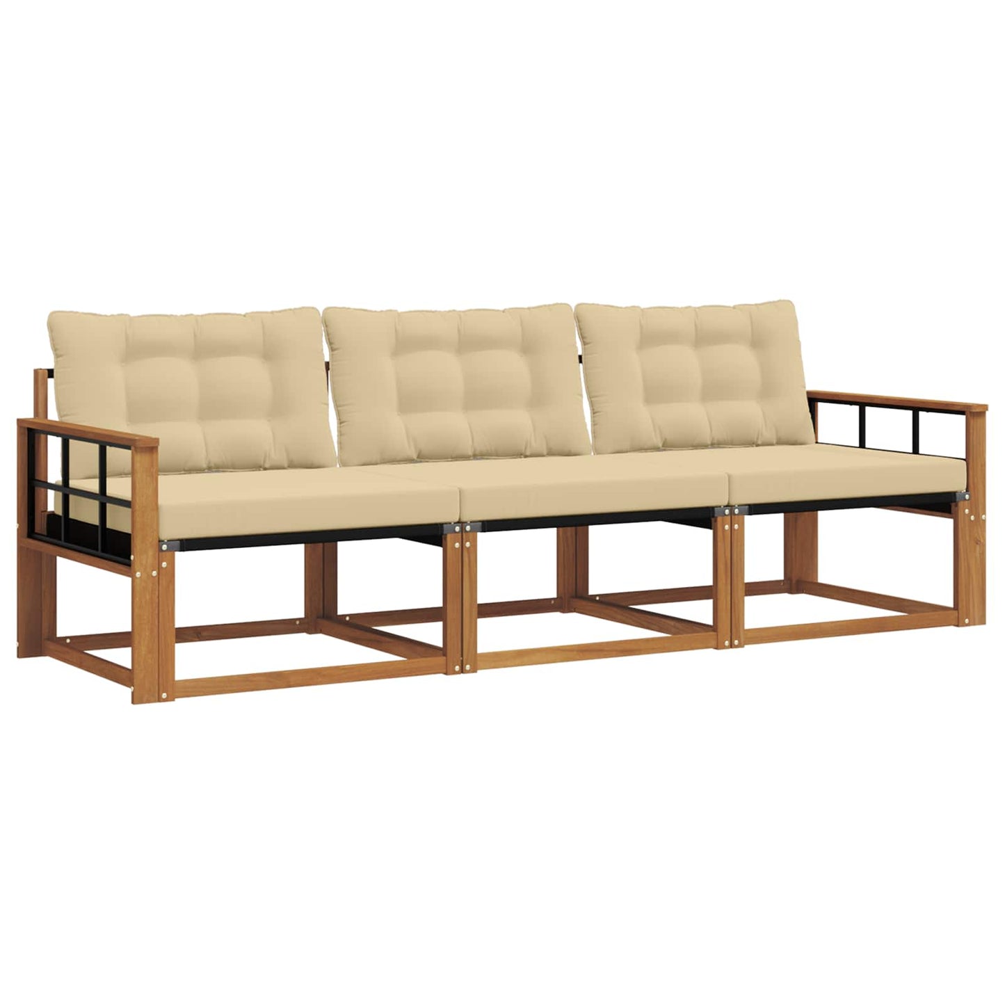 Outdoor-Sofagarnitur 3 stk. Natur und Beige