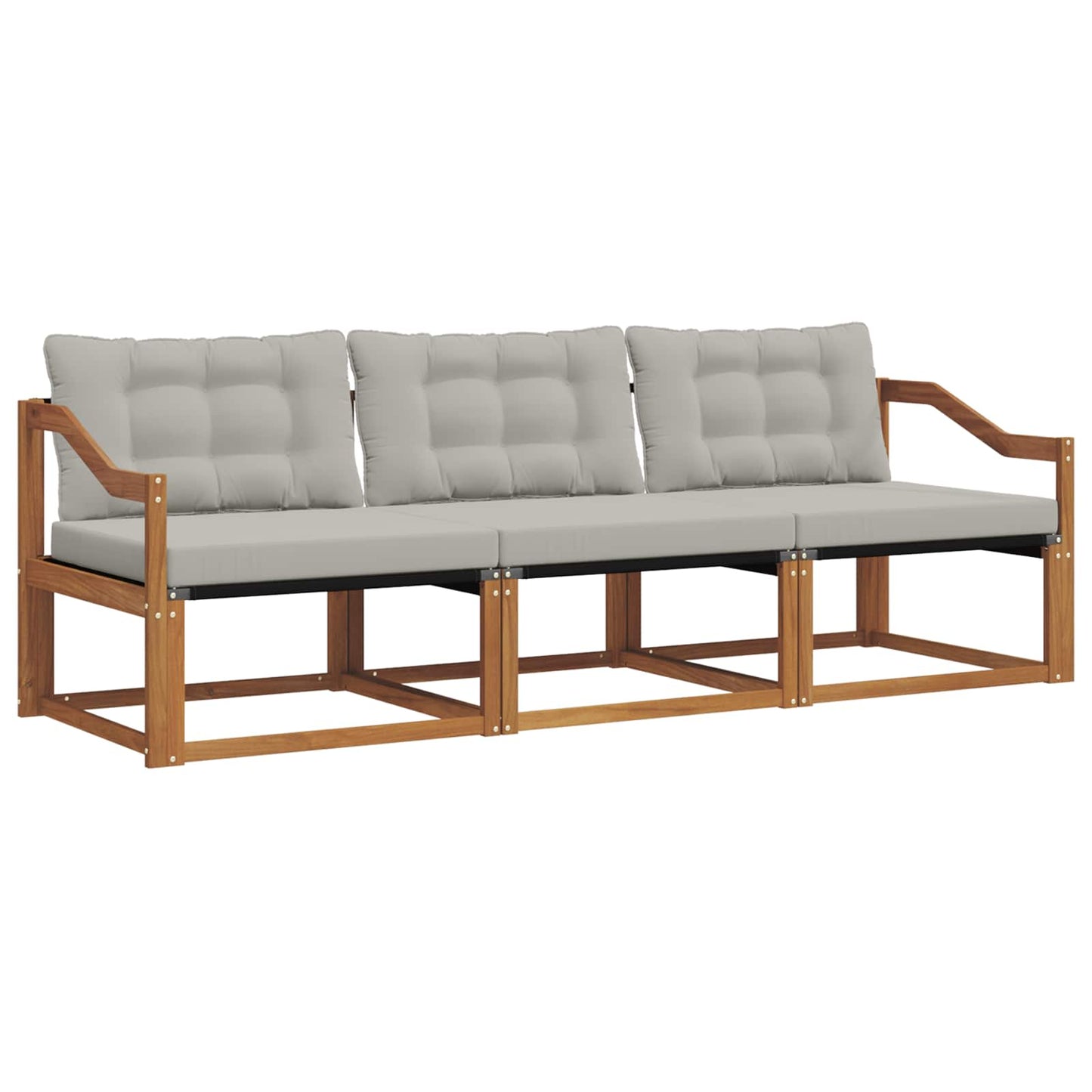 Outdoor-Sofagarnitur mit Kissen 3 pcs Natürlich und Hellgrau