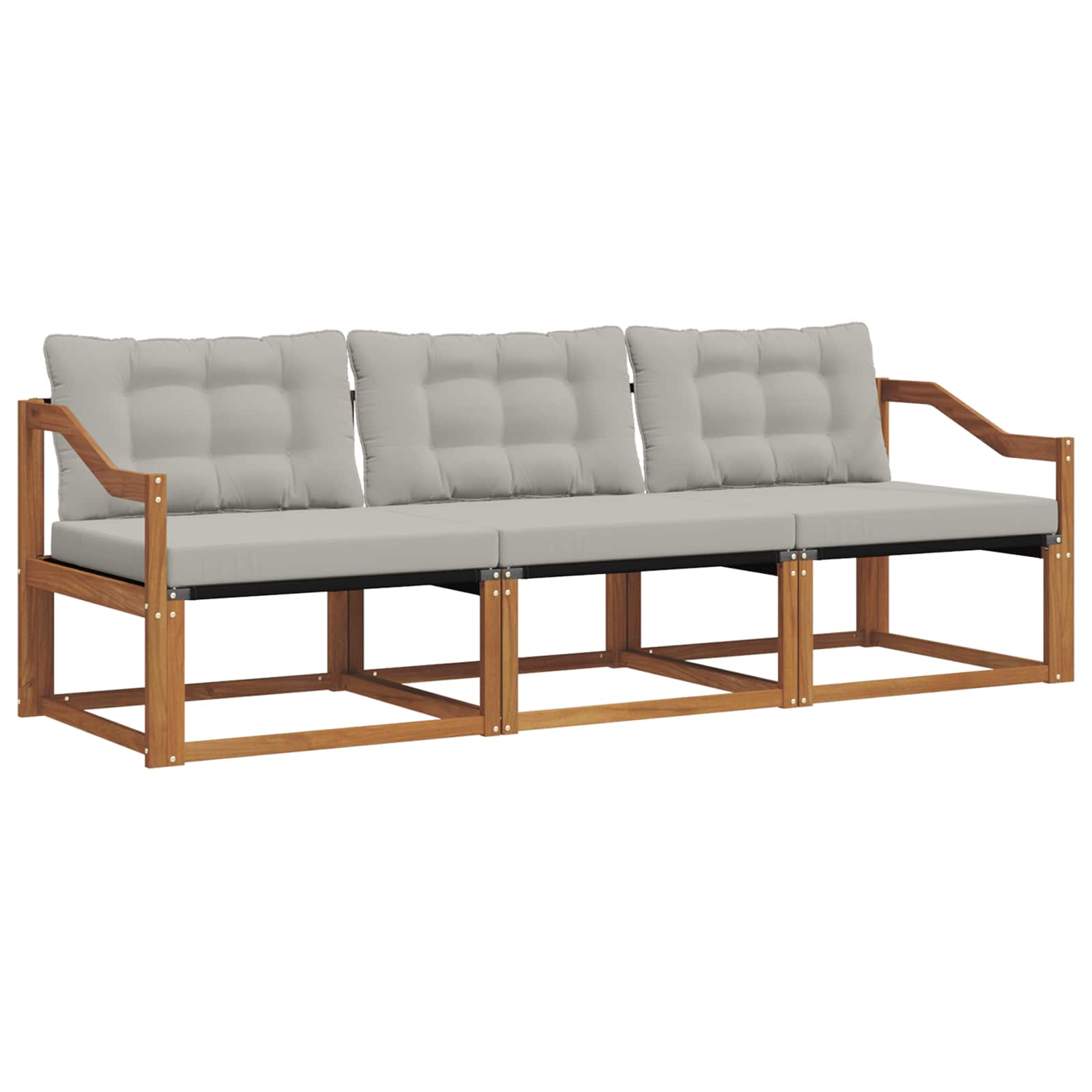 Outdoor-Sofagarnitur mit Kissen 3 pcs Natürlich und Hellgrau