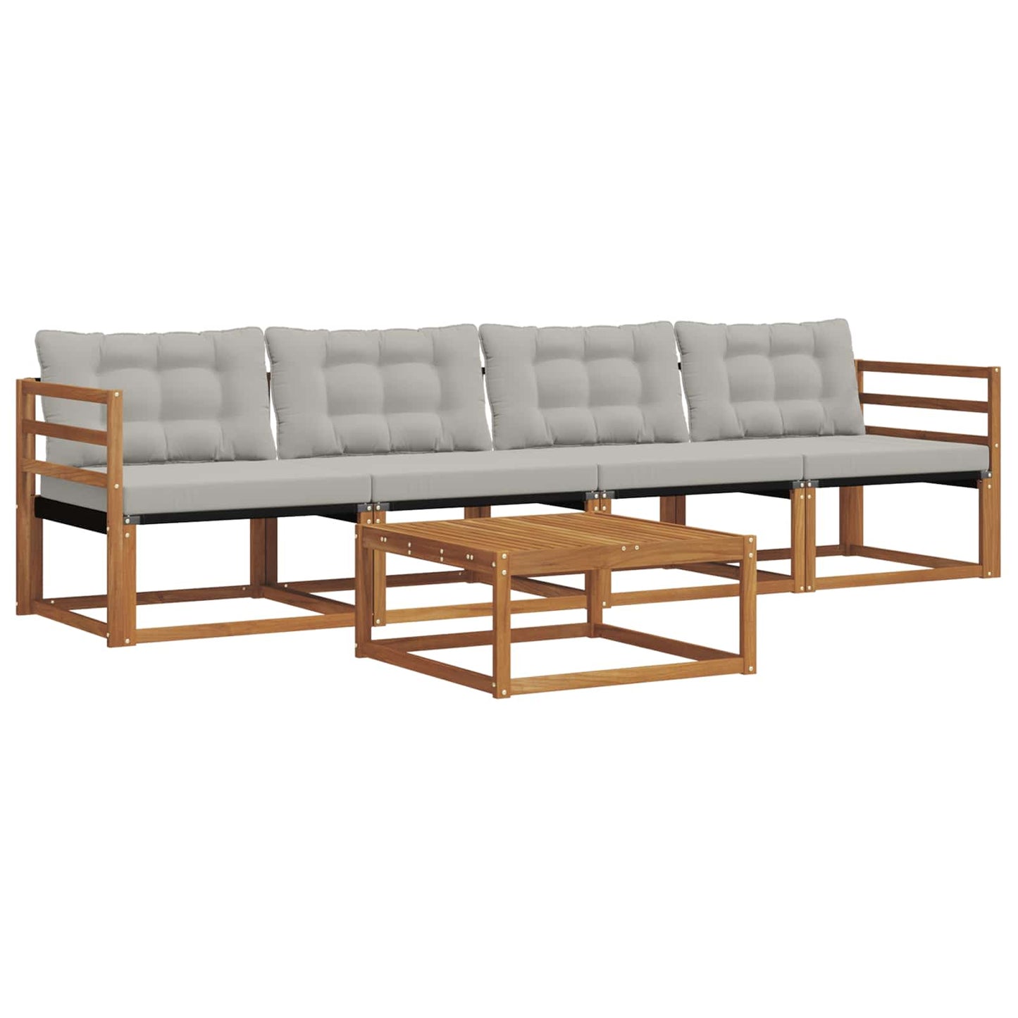 Outdoor-Sofagarnitur mit Kissen 5 pcs Natürlich und Hellgrau