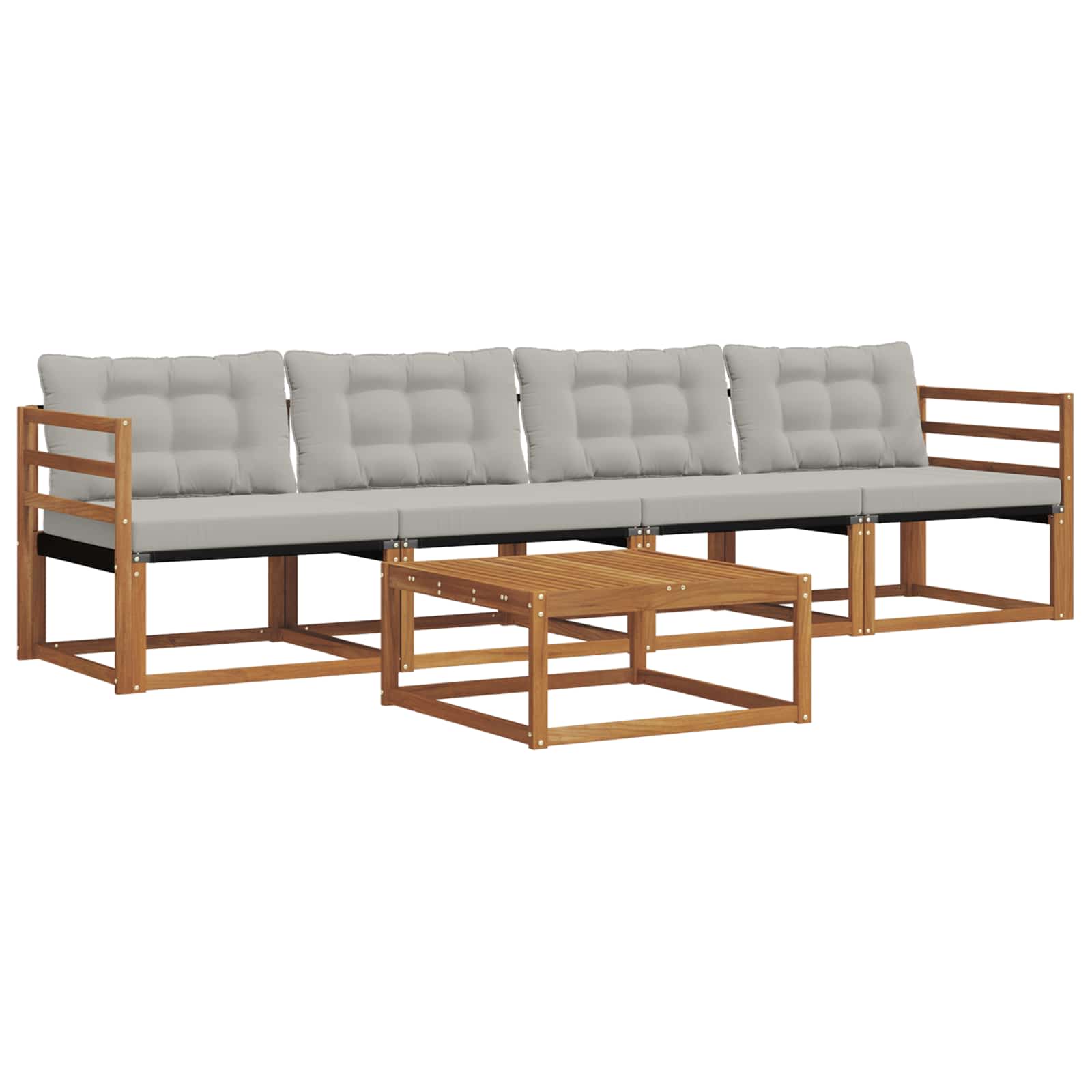 Outdoor-Sofagarnitur mit Kissen 5 pcs Natürlich und Hellgrau