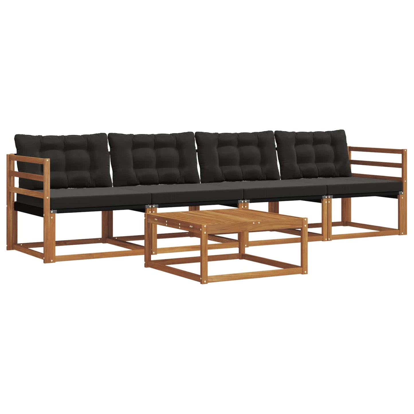 Outdoor-Sofagarnitur mit Kissen 5 pcs Natürlich und Schwarz