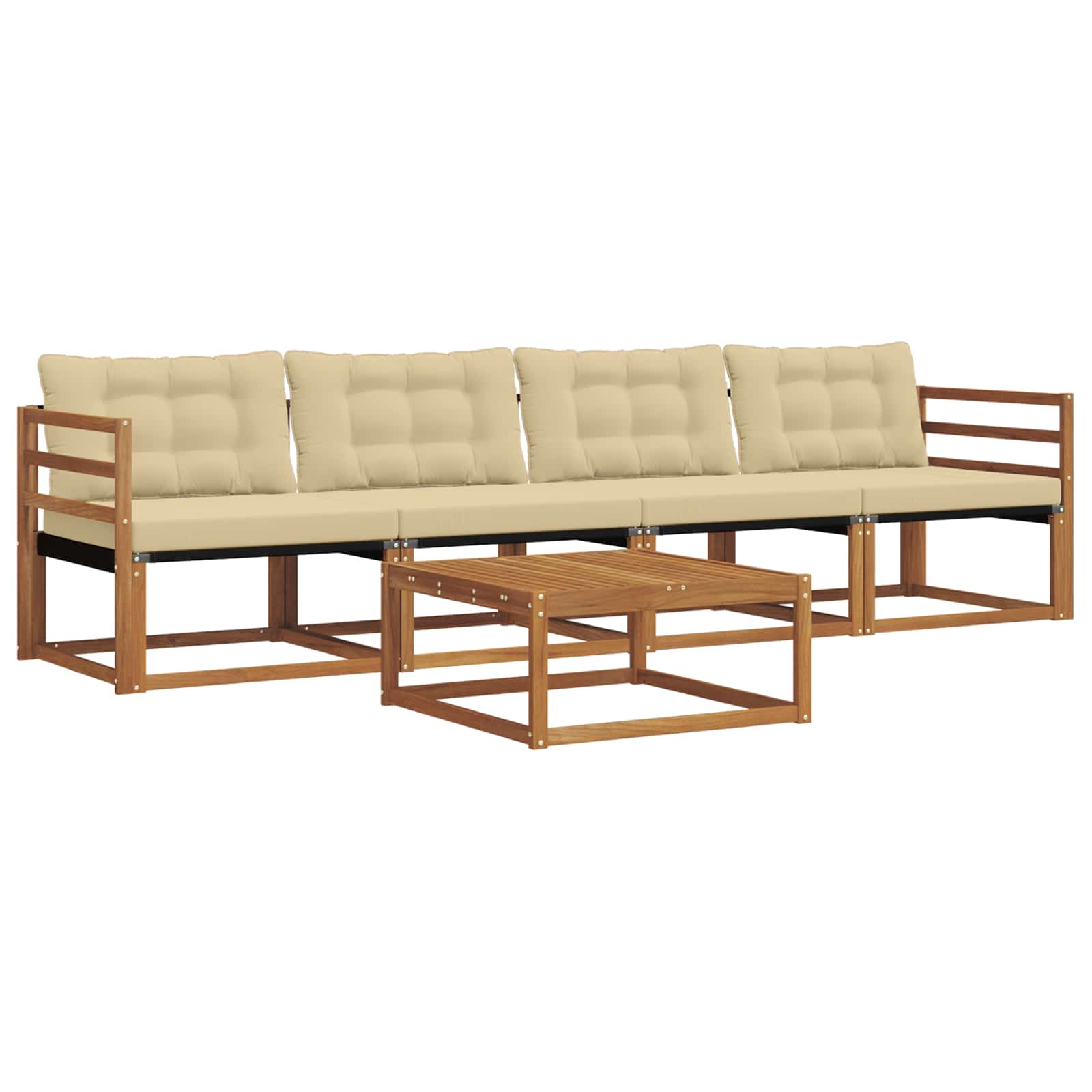 Outdoor-Sofagarnitur mit Kissen 5 pcs Natur und Beige