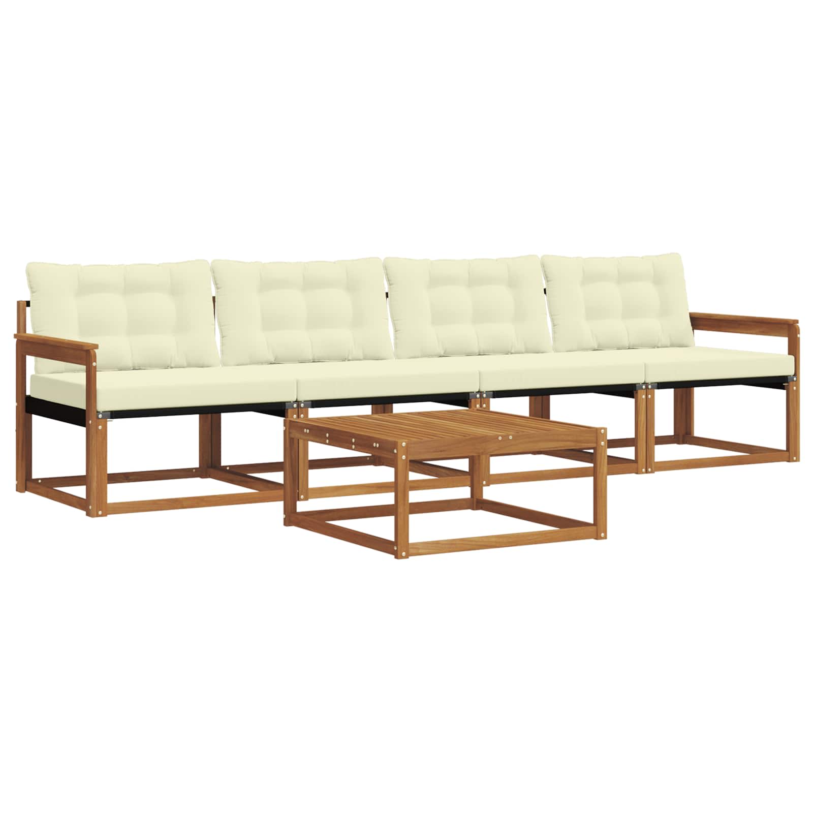 Outdoor-Sofagarnitur mit Kissen 5 pcs Natur und Creme