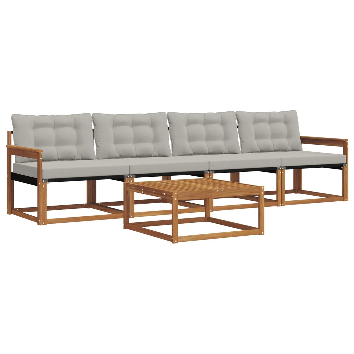Outdoor-Sofagarnitur mit Kissen 5 pcs Natürlich und Hellgrau
