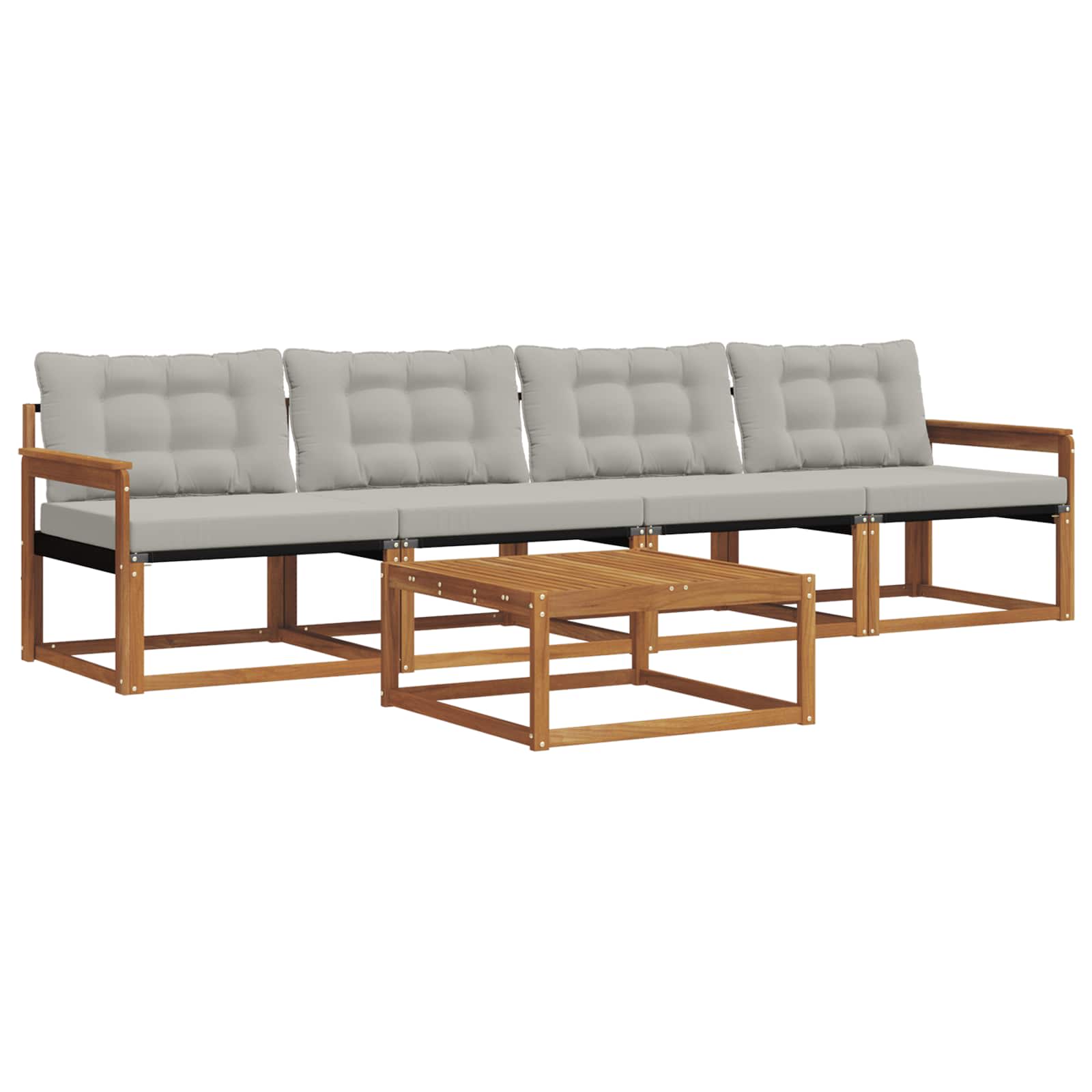 Outdoor-Sofagarnitur mit Kissen 5 pcs Natürlich und Hellgrau