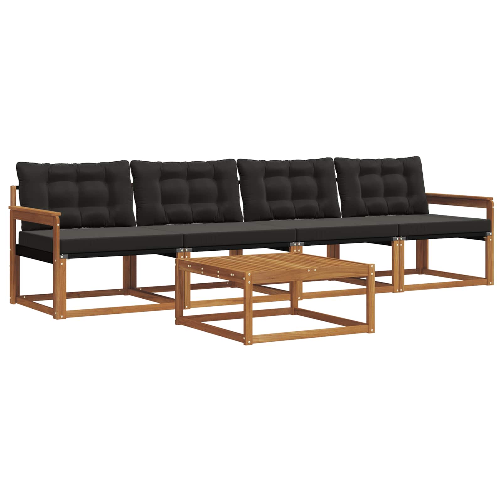 Outdoor-Sofagarnitur mit Kissen 5 pcs Natürlich und Schwarz