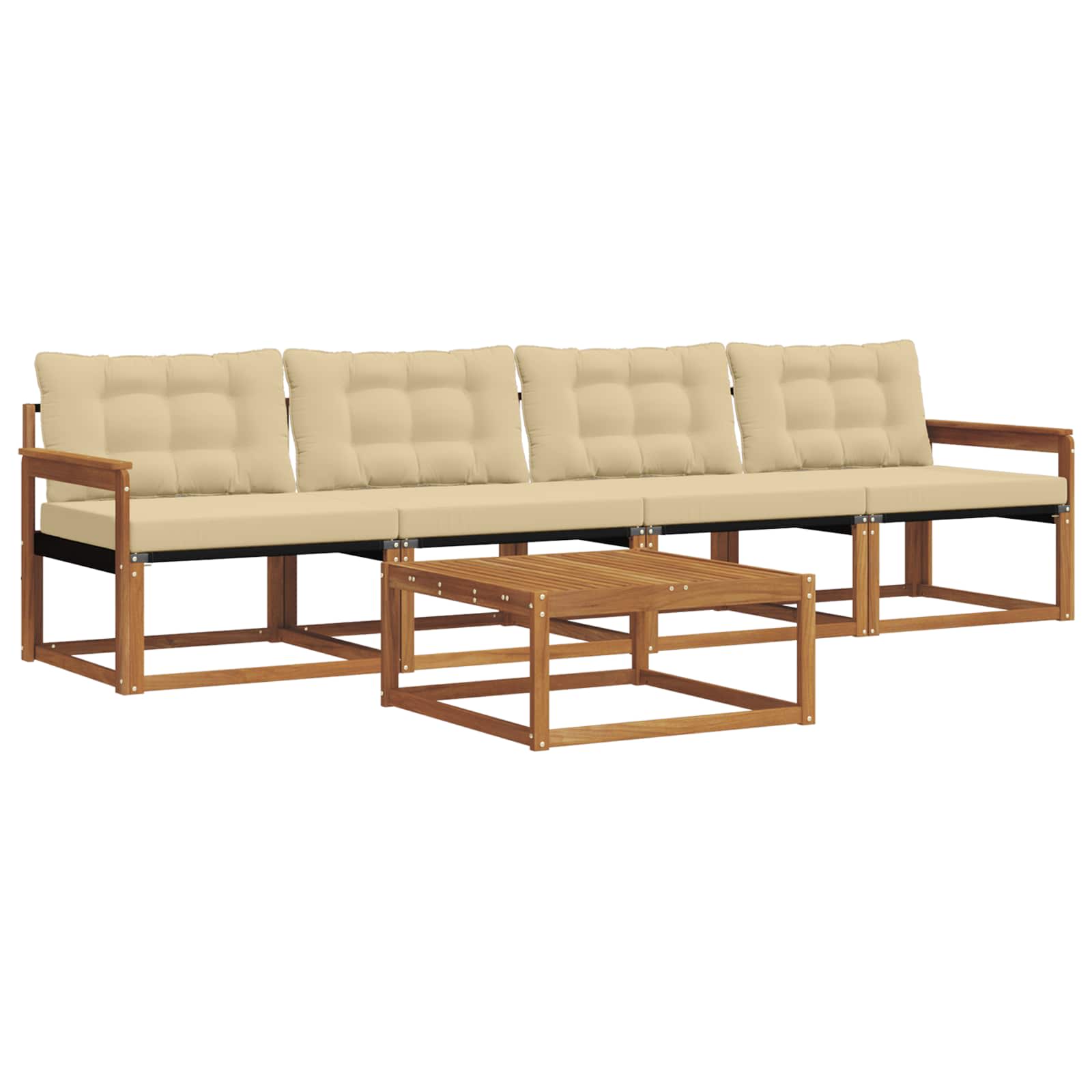 Outdoor-Sofagarnitur mit Kissen 5 pcs Natur und Beige