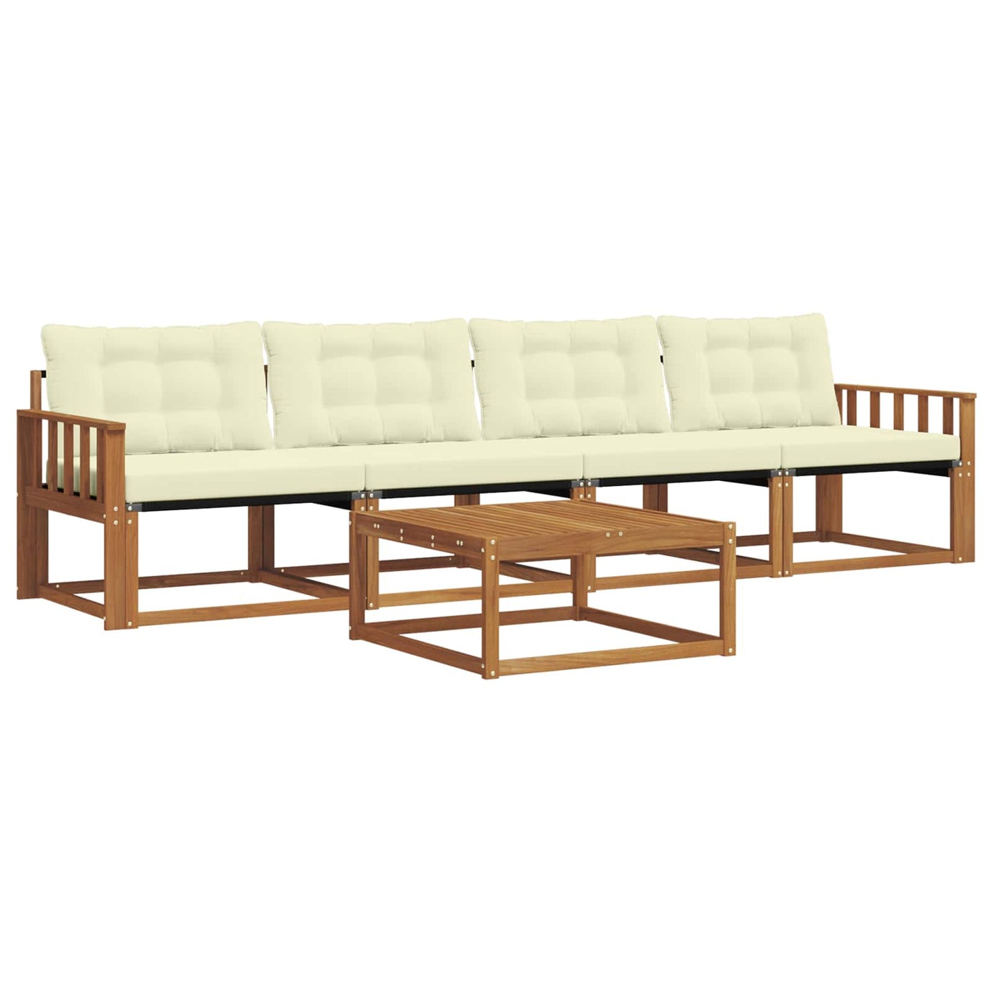 Outdoor-Sofagarnitur mit Kissen 5 pcs Natur und Creme