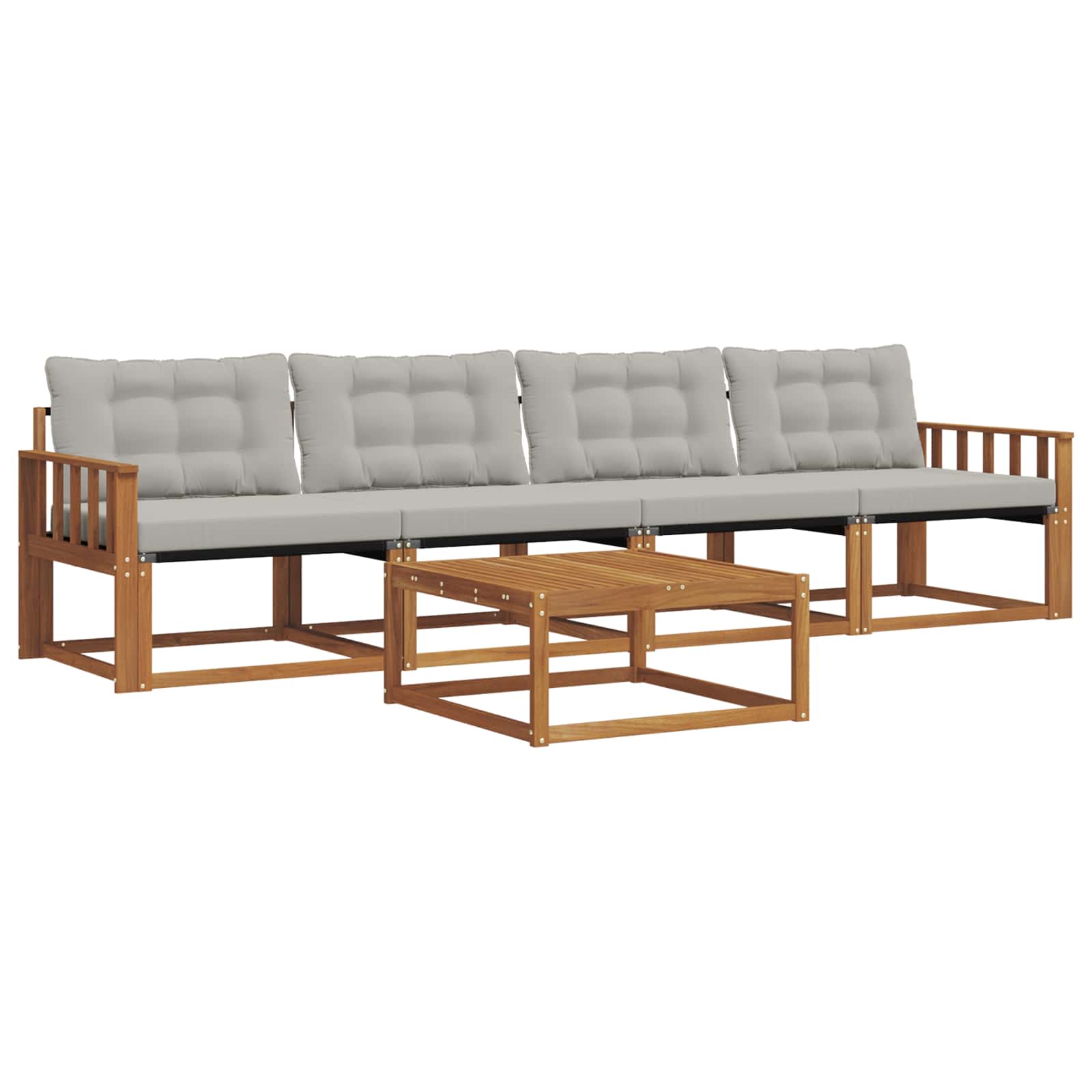 Outdoor-Sofagarnitur mit Kissen 5 pcs Natürlich und Hellgrau