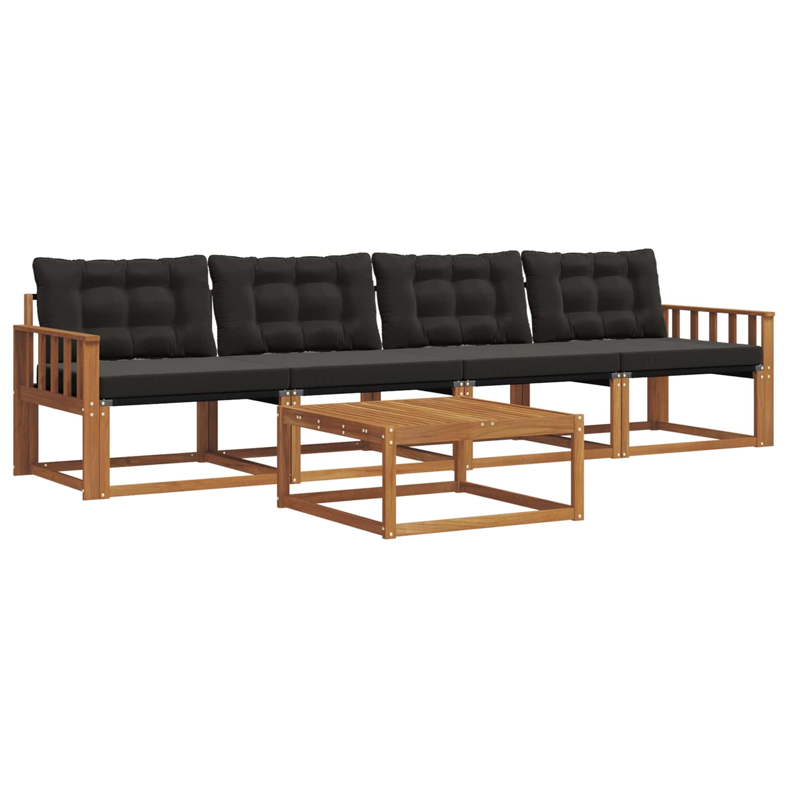 Outdoor-Sofagarnitur mit Kissen 5 pcs Natürlich und Schwarz