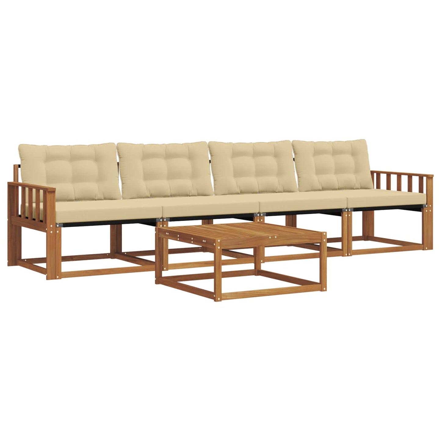 Outdoor-Sofagarnitur mit Kissen 5 pcs Natur und Beige