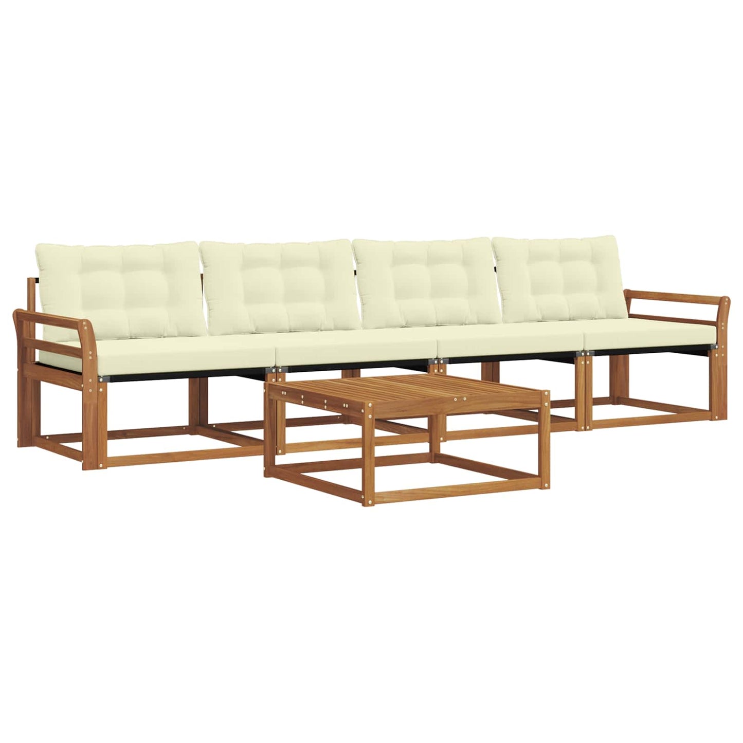 Outdoor-Sofagarnitur mit Kissen 5 pcs Natur und Creme