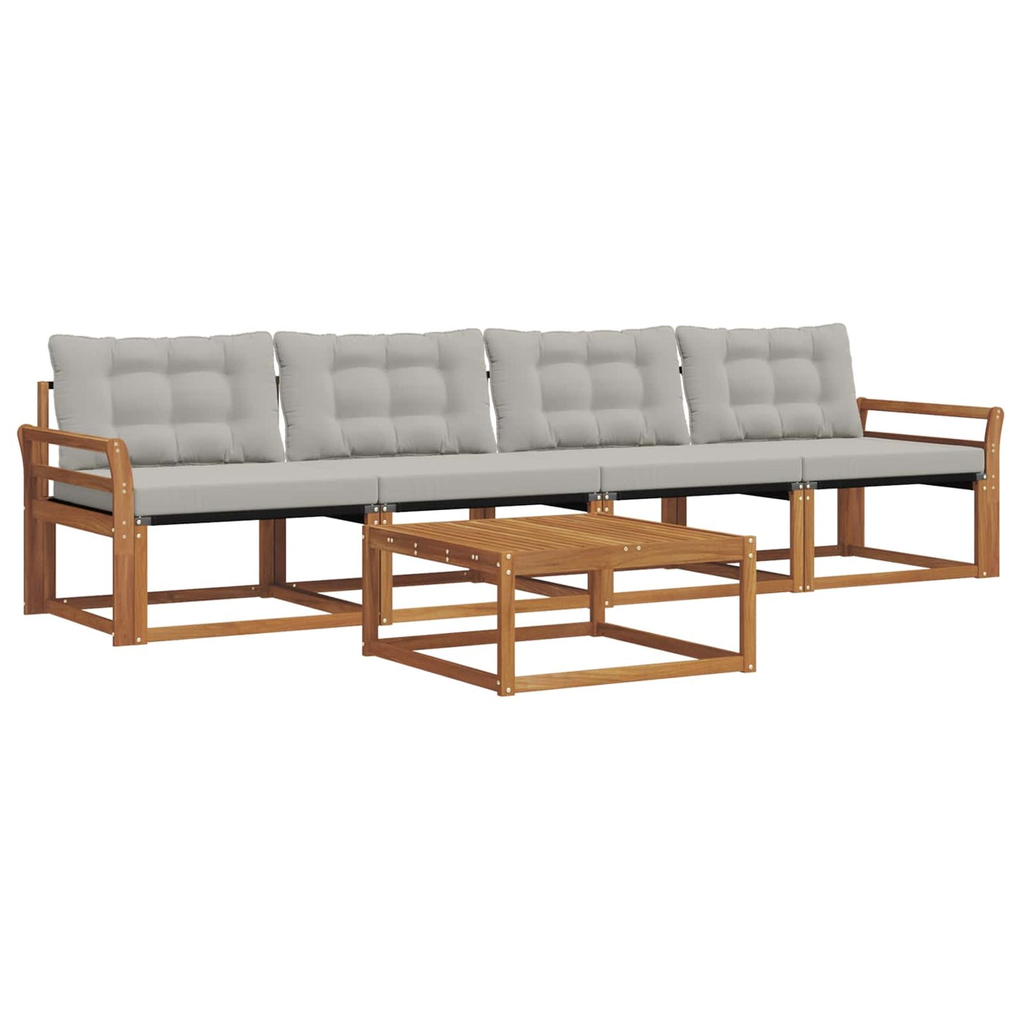 Outdoor-Sofagarnitur mit Kissen 5 pcs Natürlich und Hellgrau