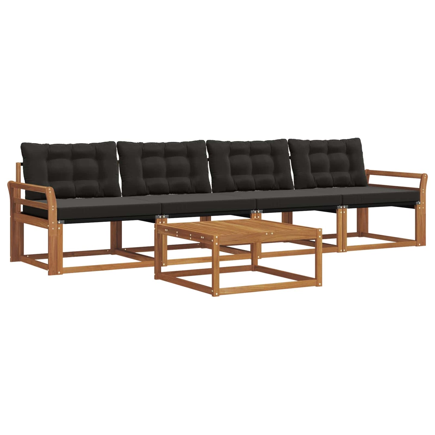 Outdoor-Sofagarnitur mit Kissen 5 pcs Natürlich und Schwarz