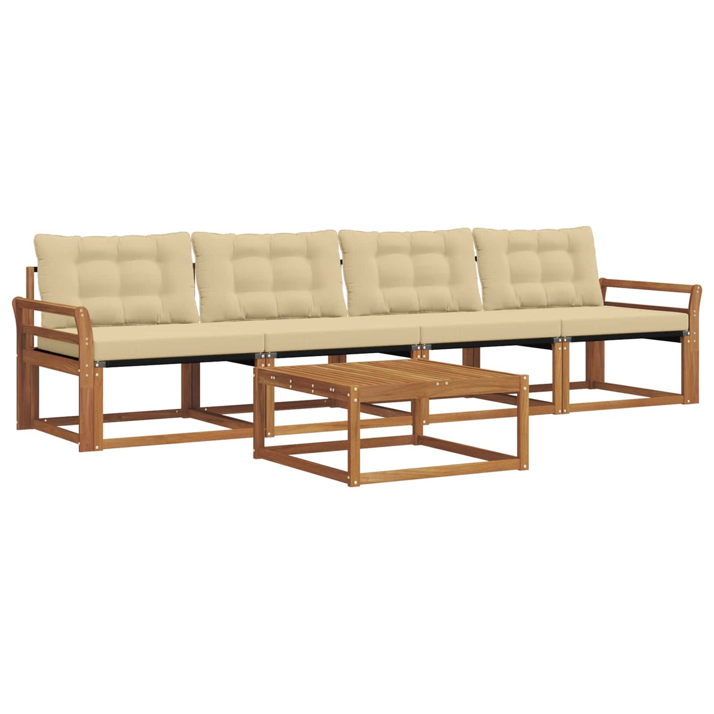 Outdoor-Sofagarnitur mit Kissen 5 pcs Natur und Beige