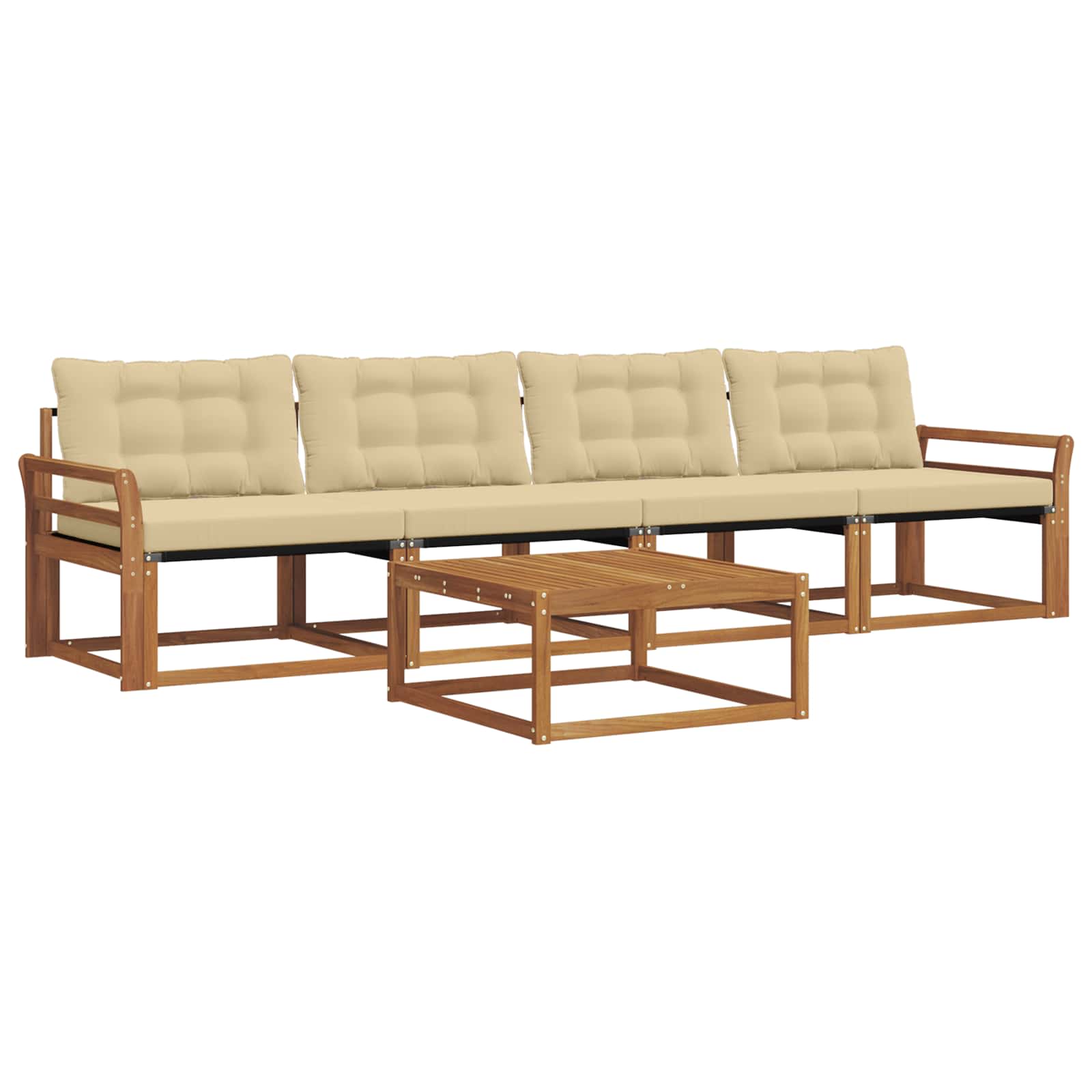 Outdoor-Sofagarnitur mit Kissen 5 pcs Natur und Beige