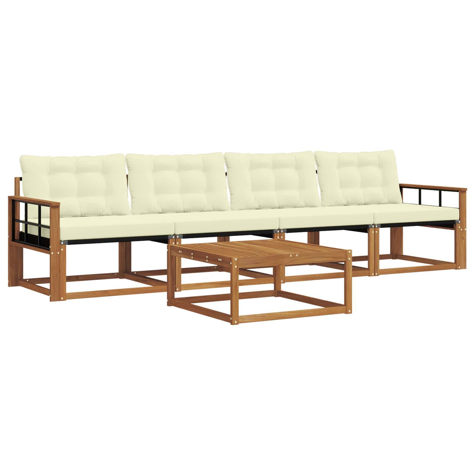 Outdoor-Sofagarnitur mit Kissen 5 pcs Natur und Creme