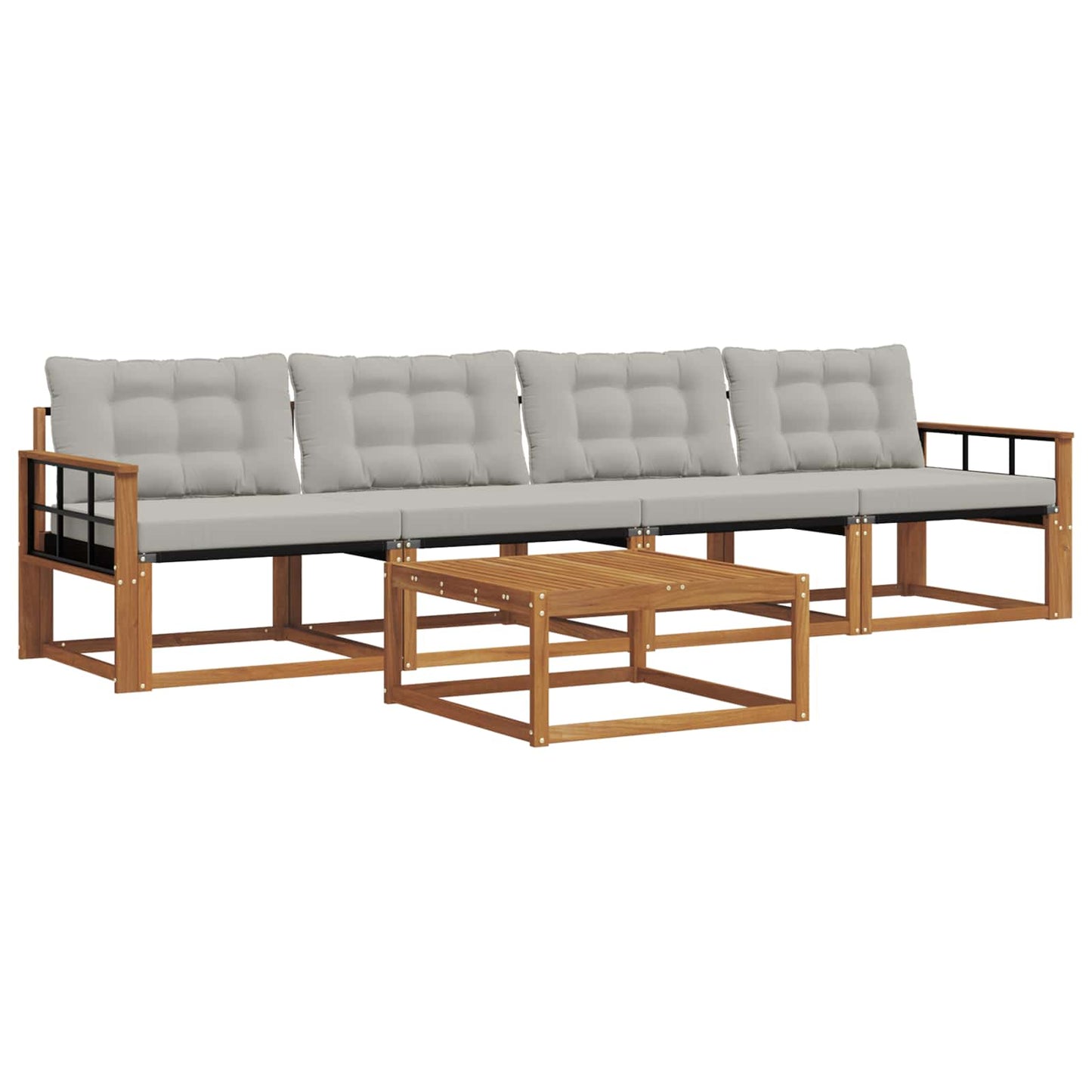 Outdoor-Sofagarnitur mit Kissen 5 pcs Natürlich und Hellgrau