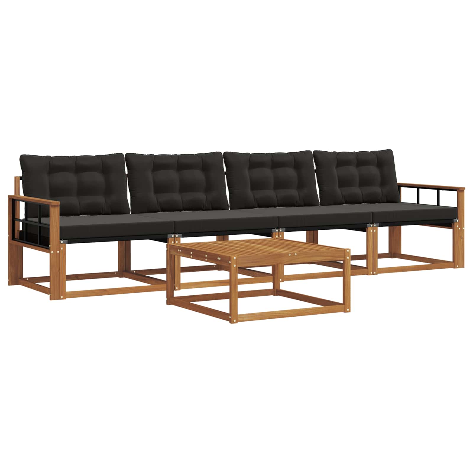 Outdoor-Sofagarnitur mit Kissen 5 pcs Natürlich und Schwarz