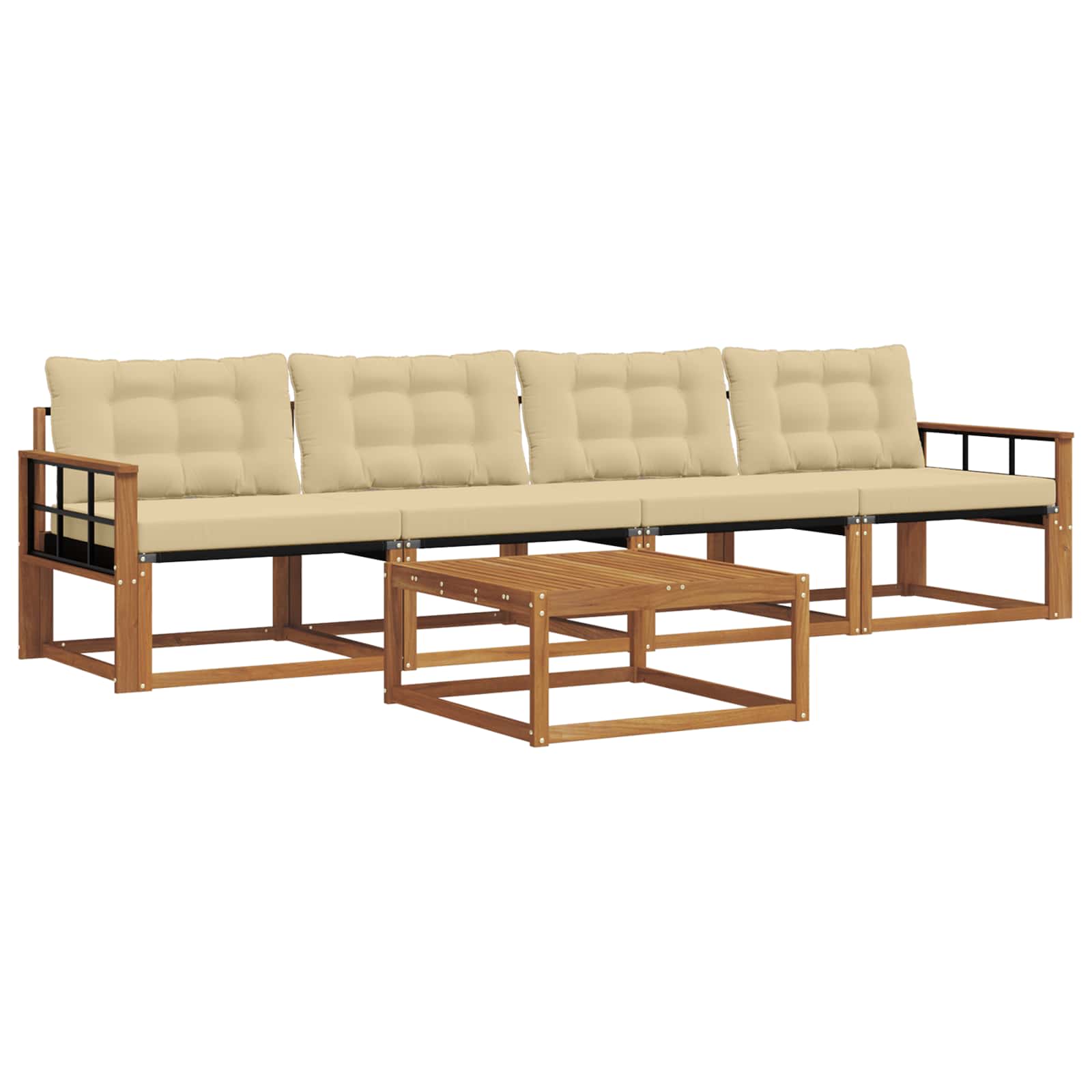 Outdoor-Sofagarnitur mit Kissen 5 pcs Natur und Beige