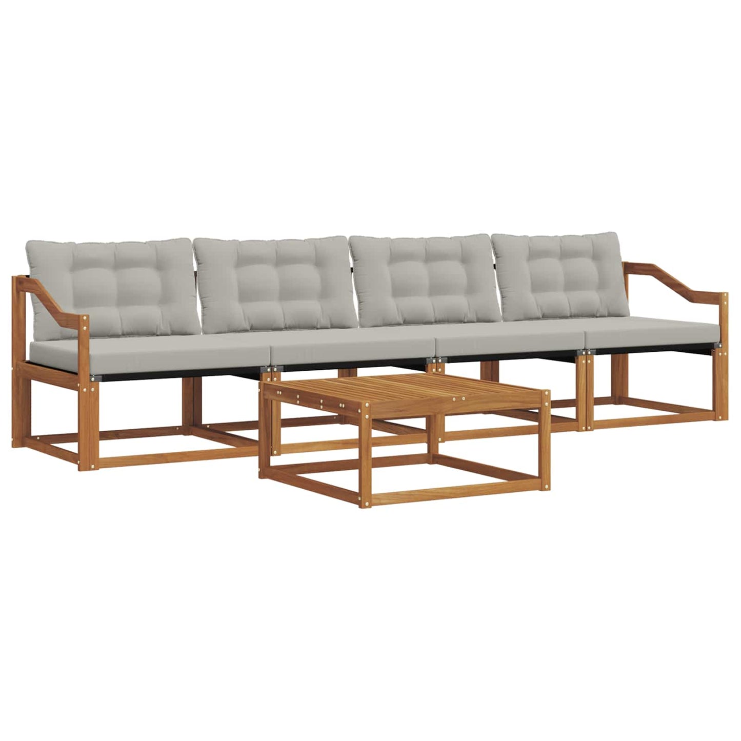 Outdoor-Sofagarnitur mit Kissen 5 pcs Natürlich und Hellgrau