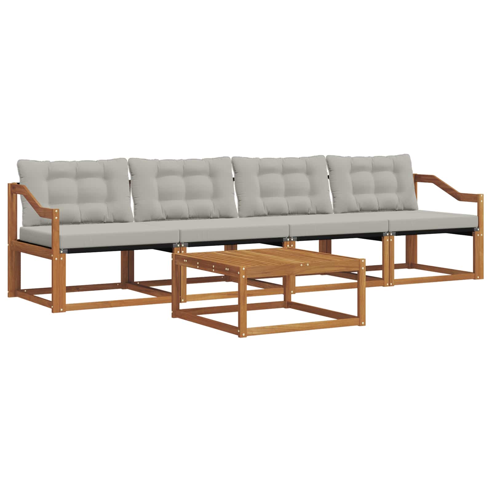 Outdoor-Sofagarnitur mit Kissen 5 pcs Natürlich und Hellgrau