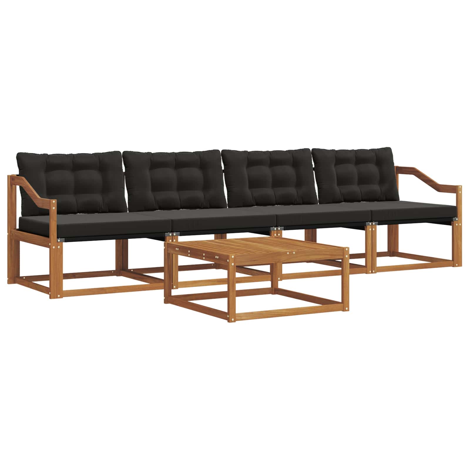 Outdoor-Sofagarnitur mit Kissen 5 pcs Natürlich und Schwarz