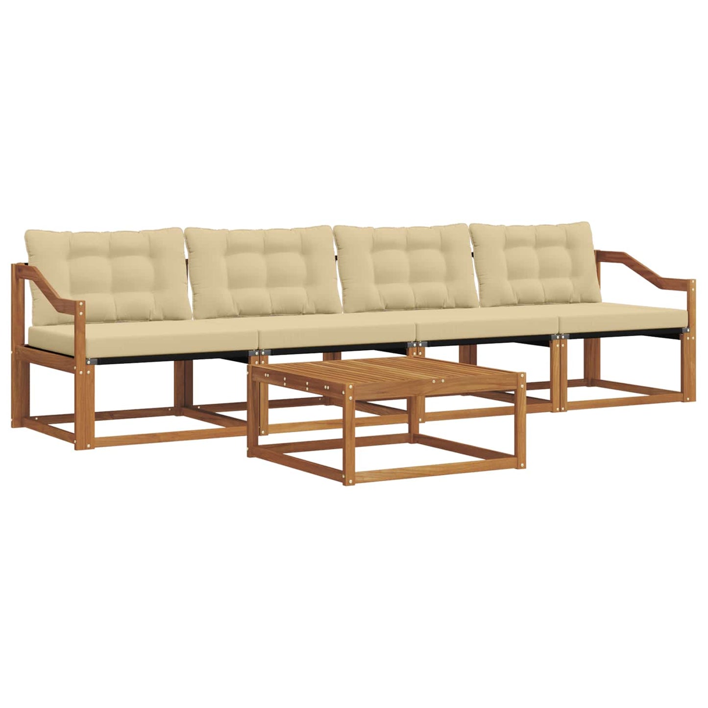 Outdoor-Sofagarnitur mit Kissen 5 pcs Natur und Beige