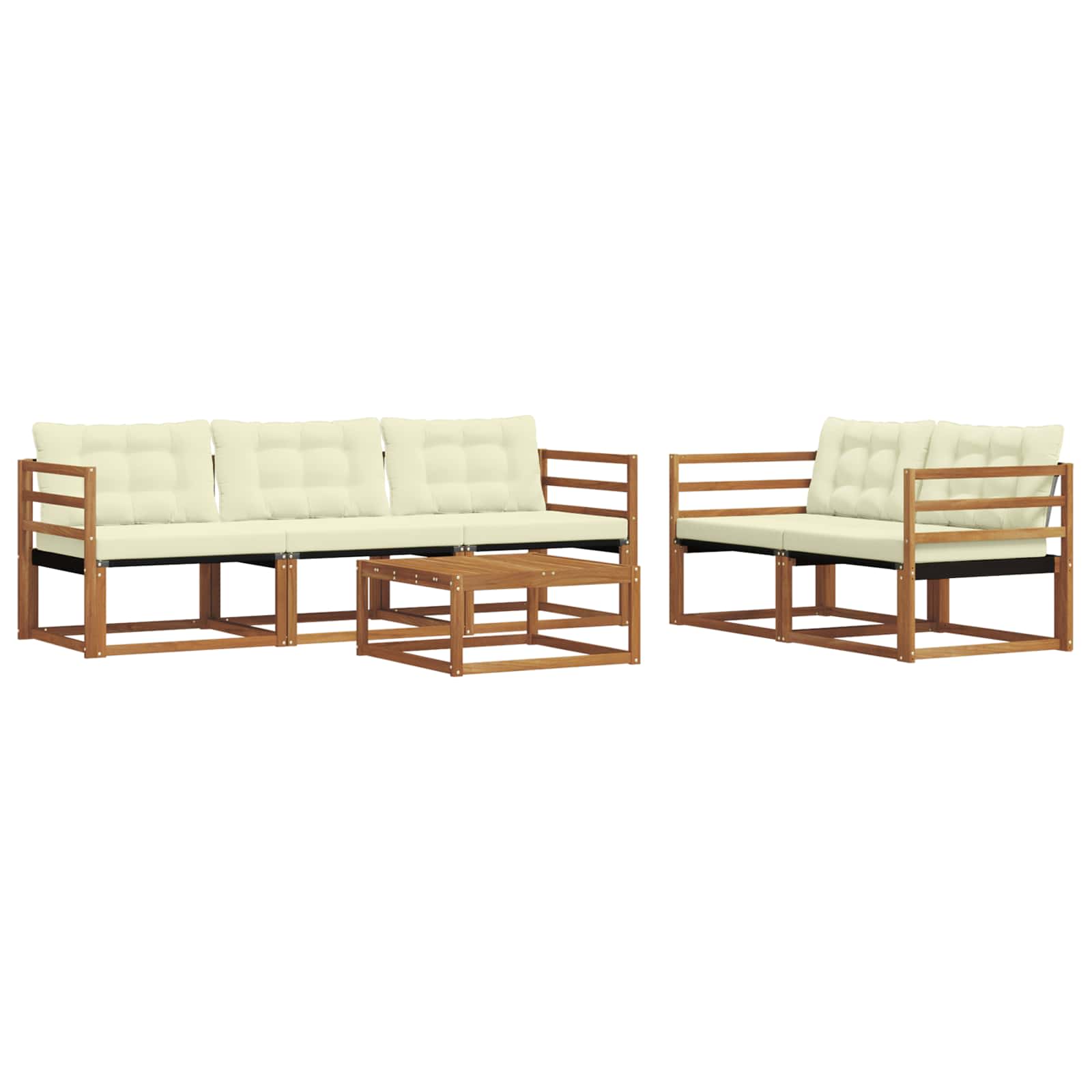 Outdoor-Sofagarnitur mit Kissen 6 pcs Natur und Creme