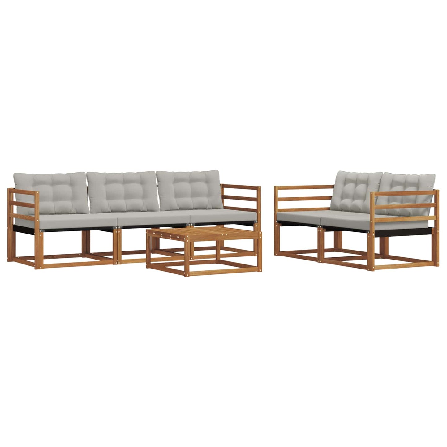 Outdoor-Sofagarnitur mit Kissen 6 pcs Natürlich und Hellgrau