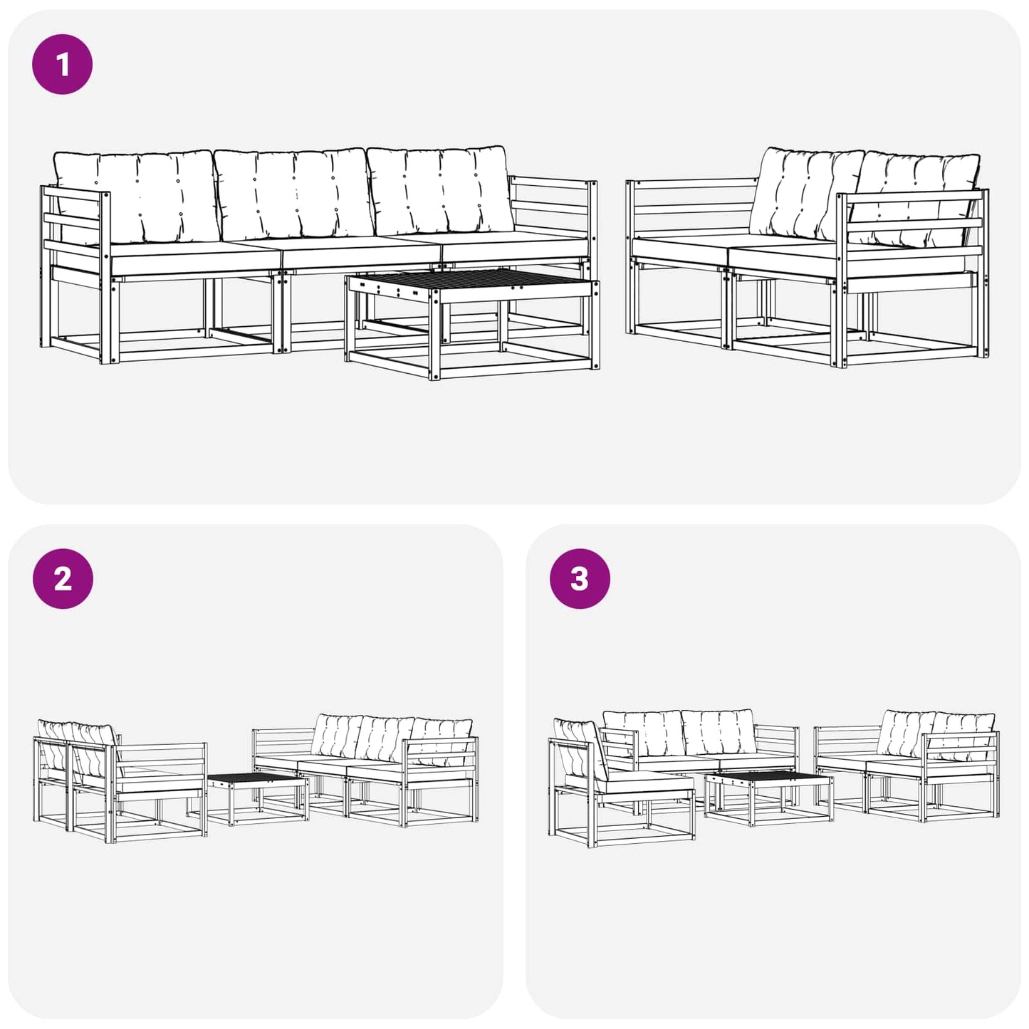 Outdoor-Sofagarnitur mit Kissen 6 pcs Natürlich und Hellgrau