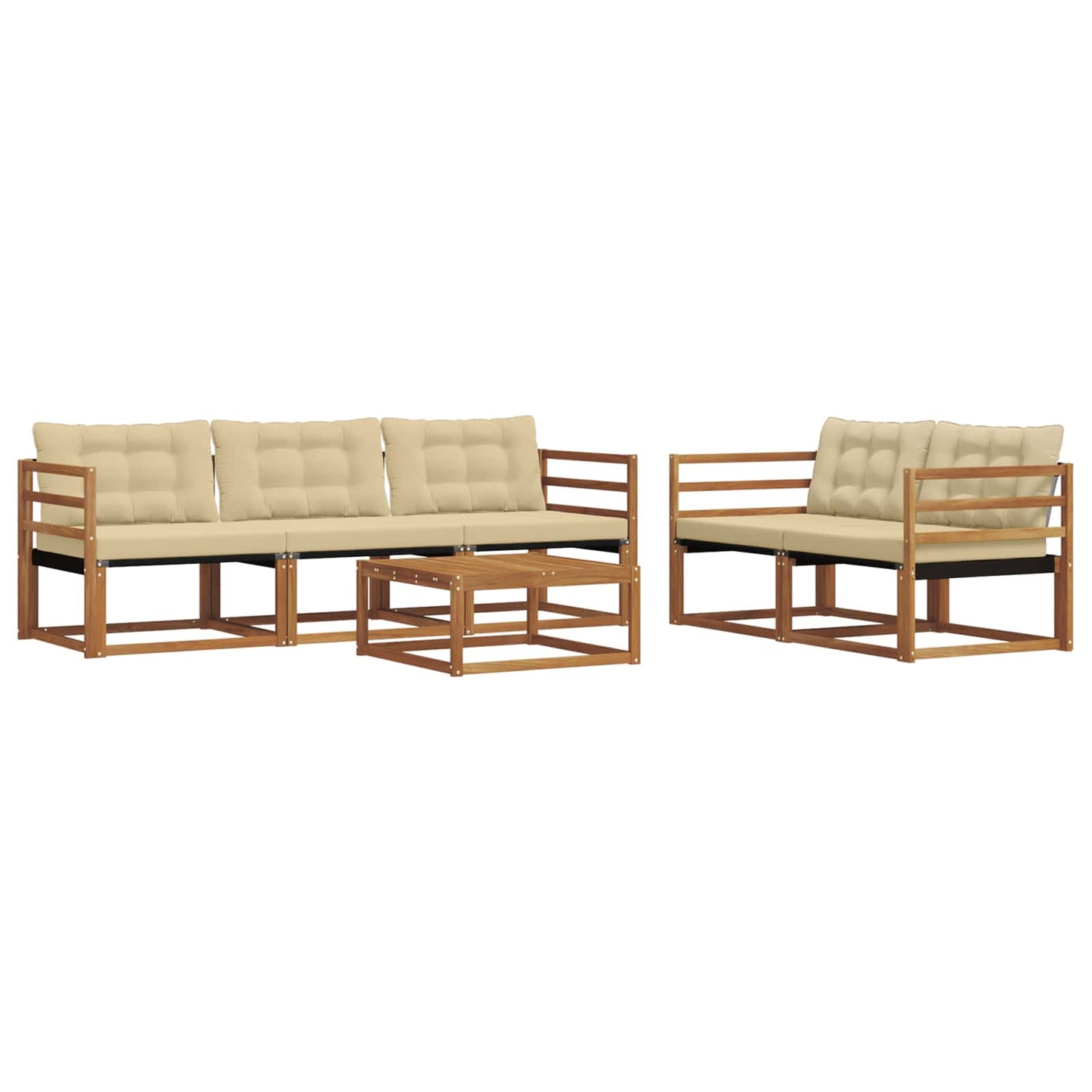 Outdoor-Sofagarnitur mit Kissen 6 pcs Natur und Beige