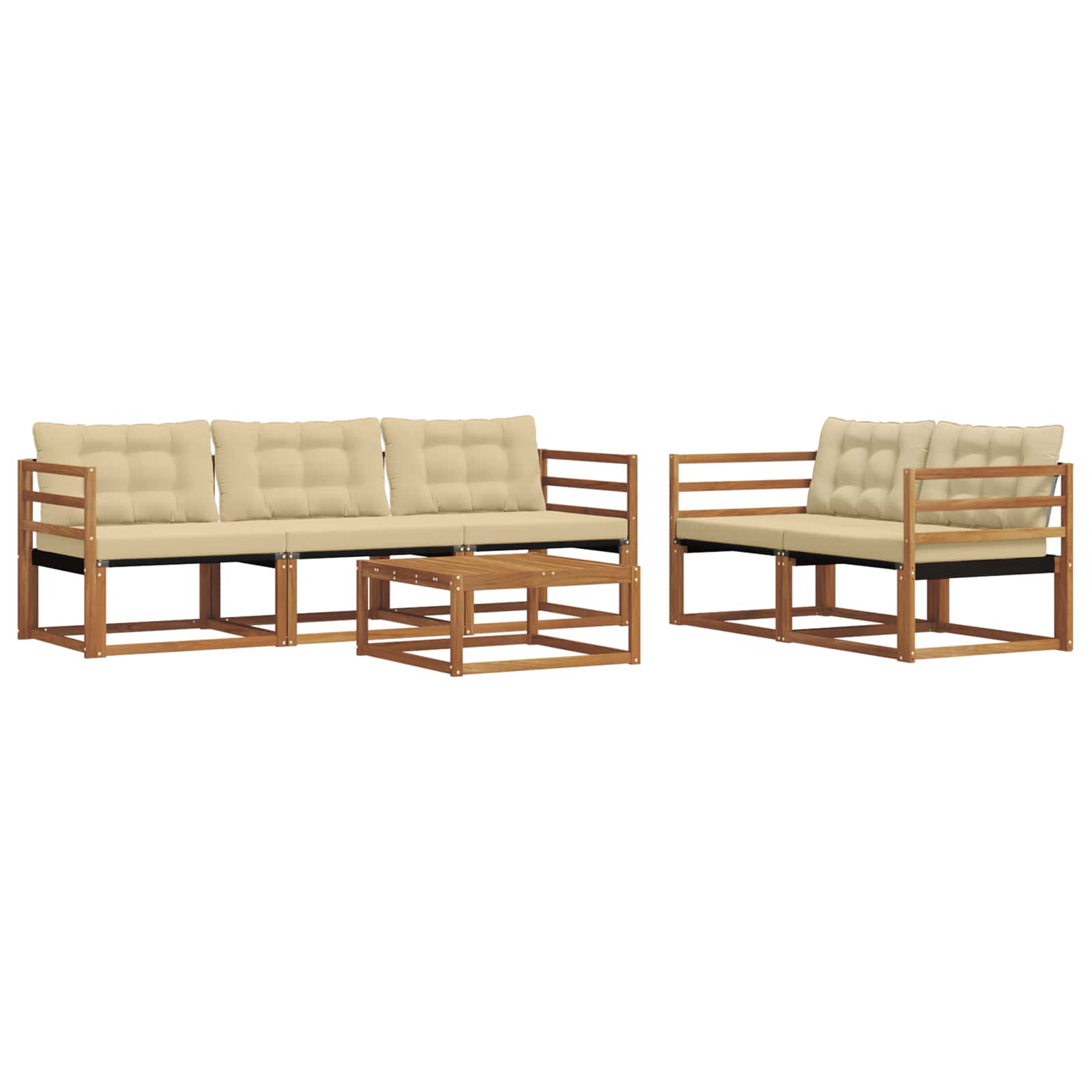 Outdoor-Sofagarnitur mit Kissen 6 pcs Natur und Beige