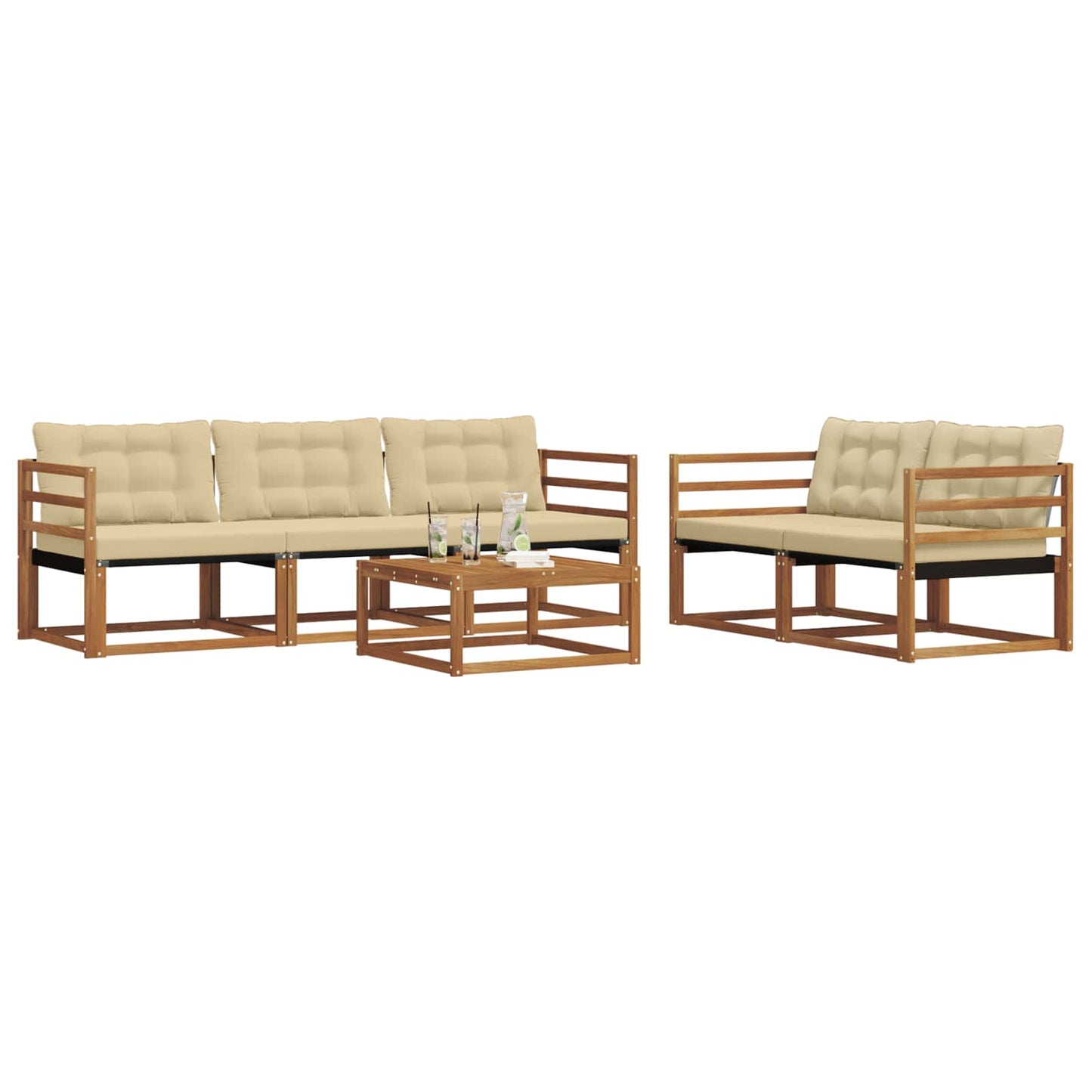 Outdoor-Sofagarnitur mit Kissen 6 pcs Natur und Beige
